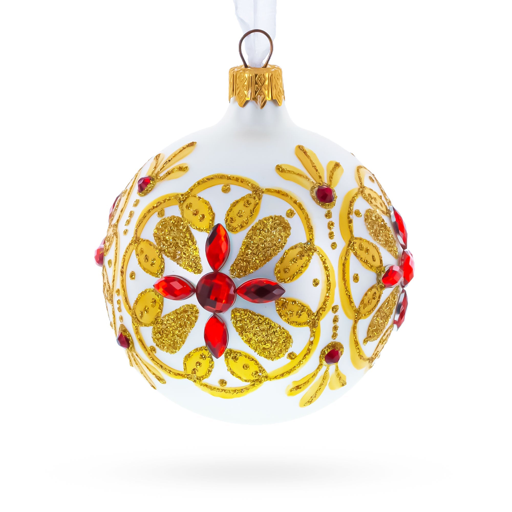 Bejeweled Star Handcrafted Glass Ball Christmas Ornament 3.25 Inches BestPysanky