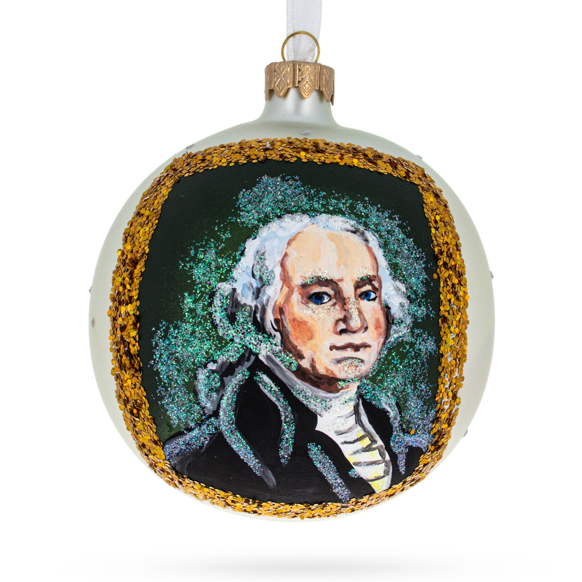 USA President George Washington Glass Ball Christmas Ornament 4 Inches