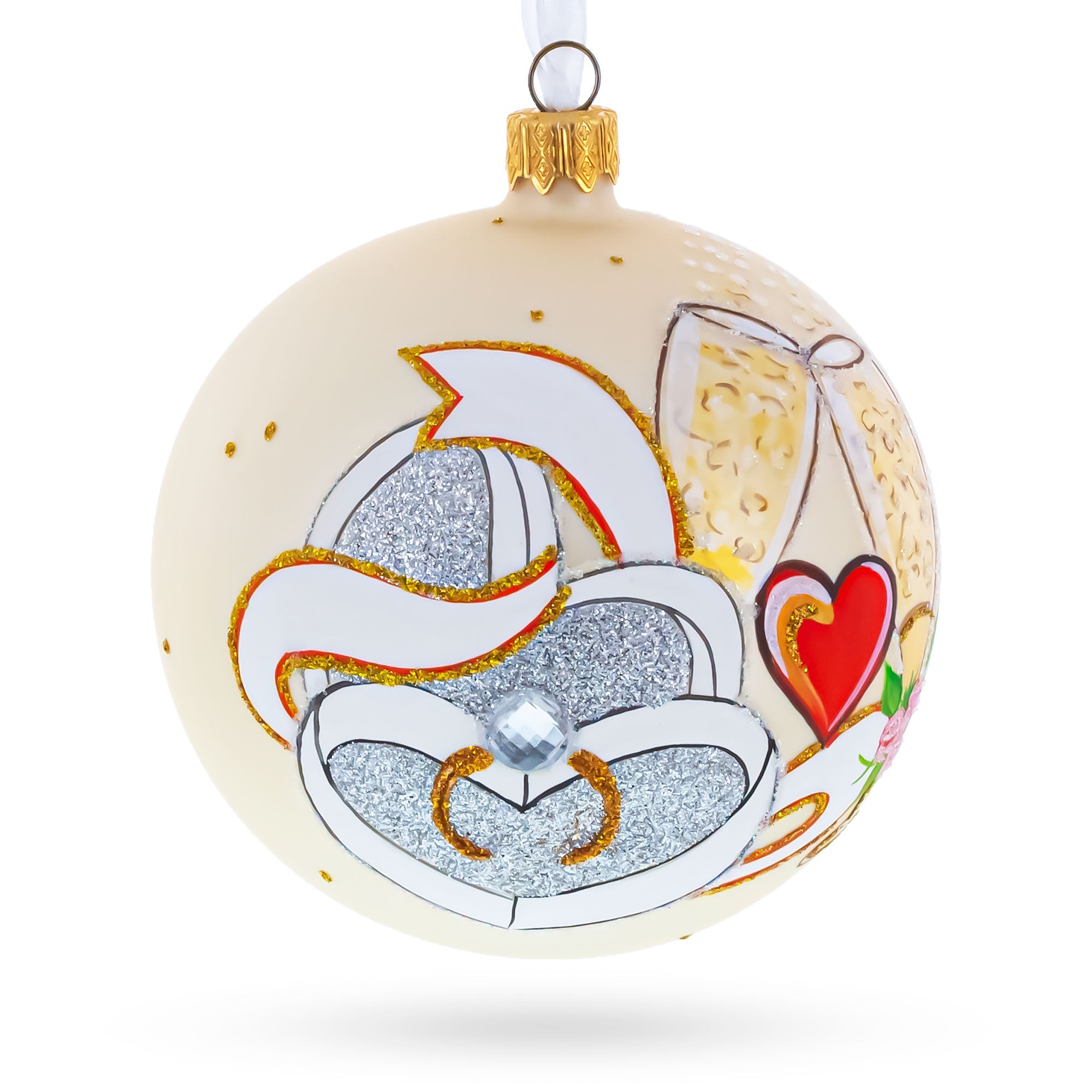 Wedding Flutes Glass Ball Christmas Ornament 4 Inches BestPysanky