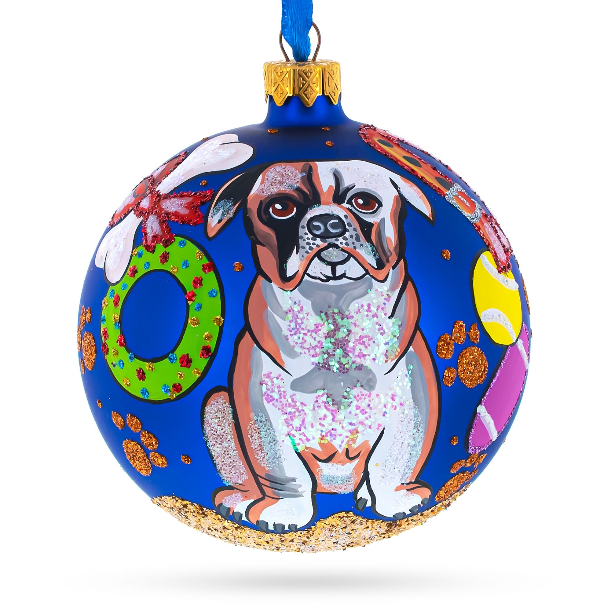 Bulldog Gifts Glass Ball Christmas Ornaments 4 Inches