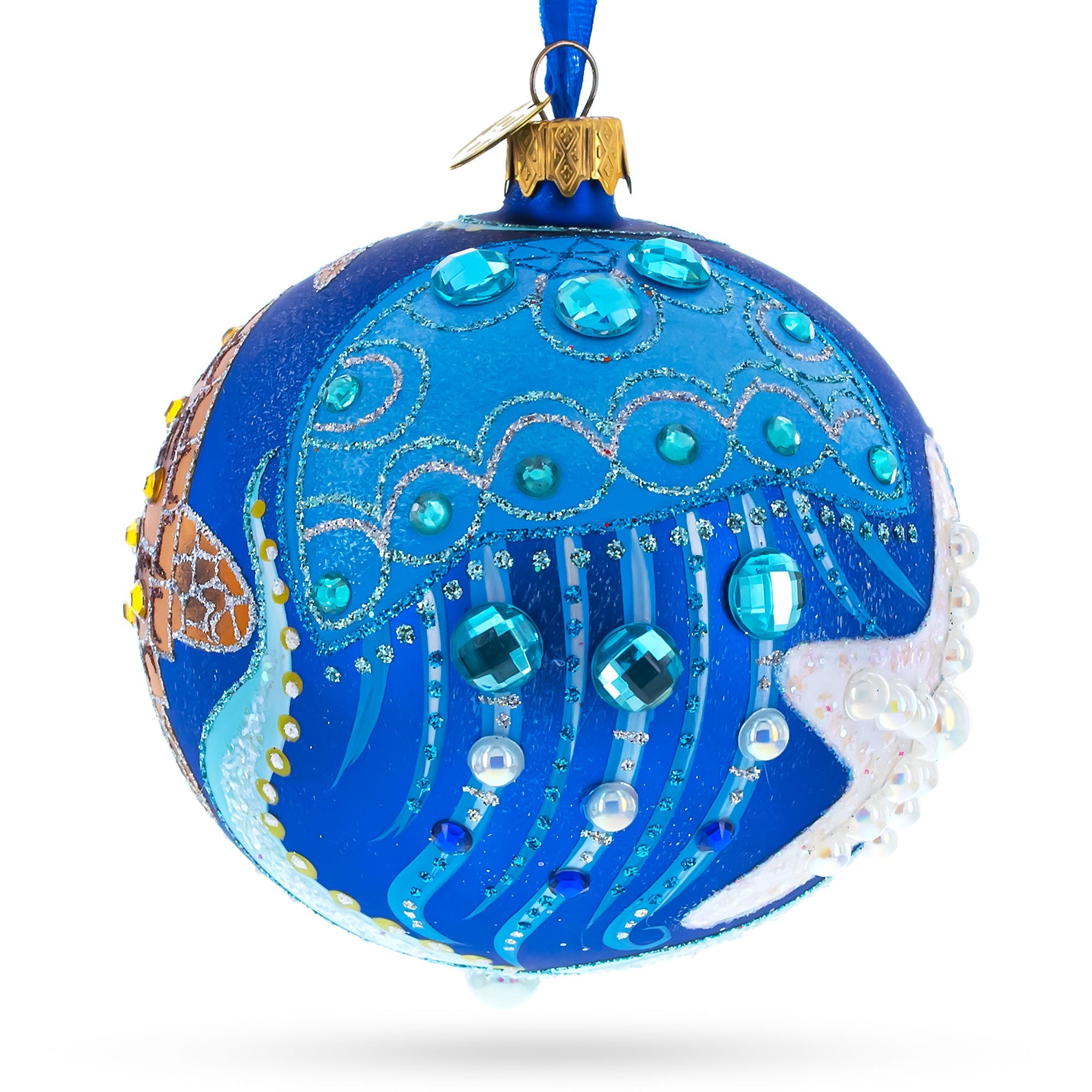 Sea Horse Glass Ball Christmas Ornament,4 Inches