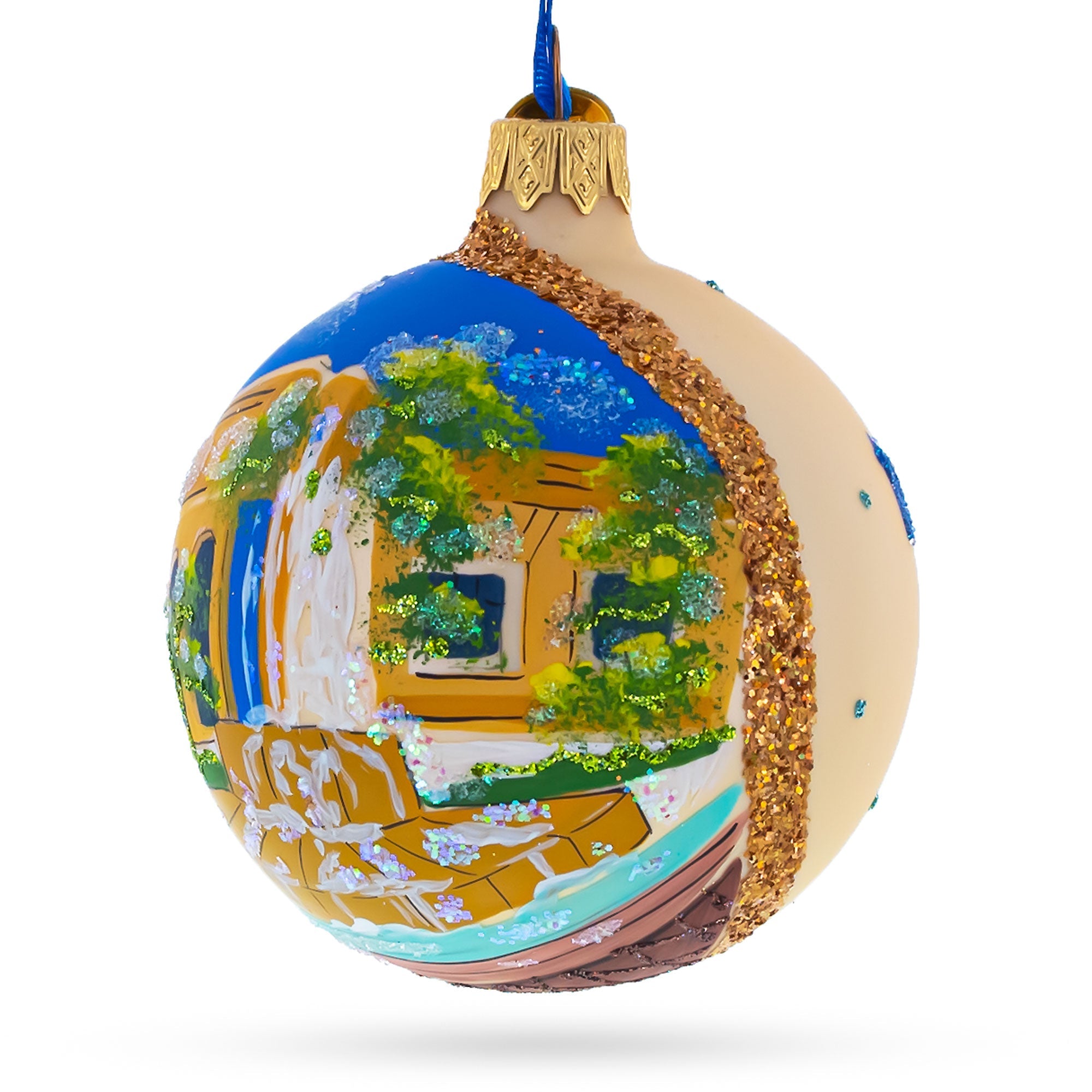 Institute of Arts in Detroit, Michigan Glass Ball Christmas Ornament 3.25 Inches