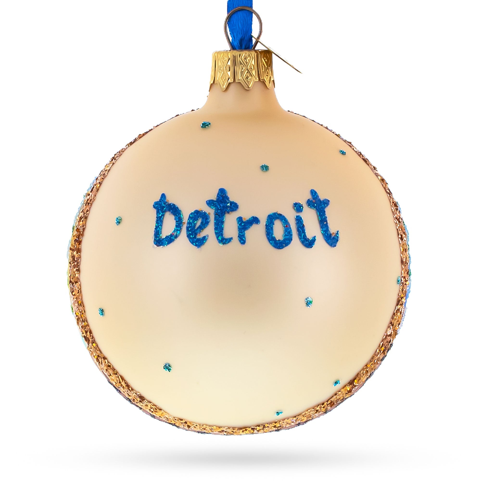 Institute of Arts in Detroit, Michigan Glass Ball Christmas Ornament 3.25 Inches