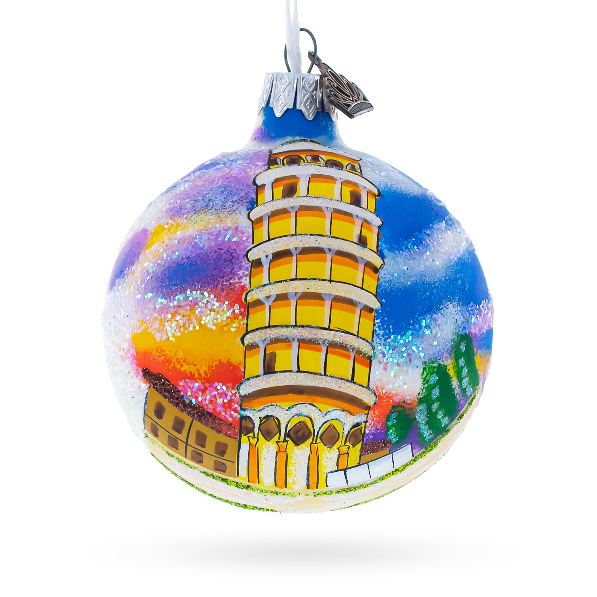 The Leaning Tower of Pisa, Italy Glass Ball Christmas Ornament 3.25 Inches