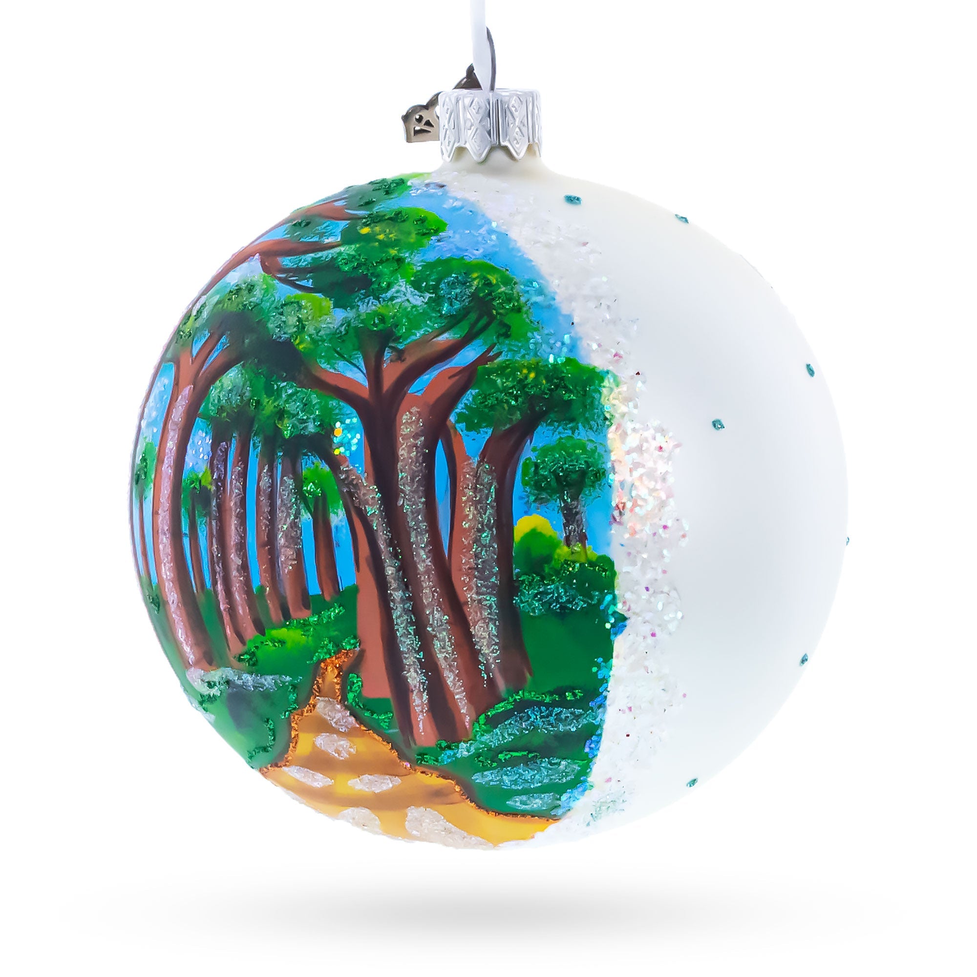 Avenue of the Baobabs, Madagascar Glass Ball Christmas Ornament 4 Inches