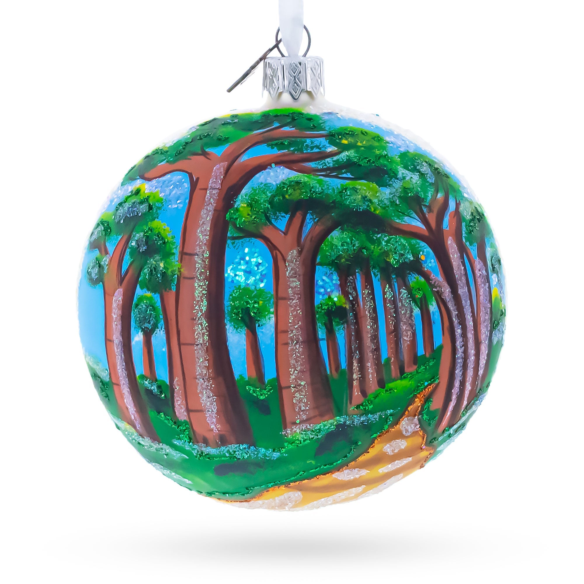 Avenue of the Baobabs, Madagascar Glass Ball Christmas Ornament 4 Inches