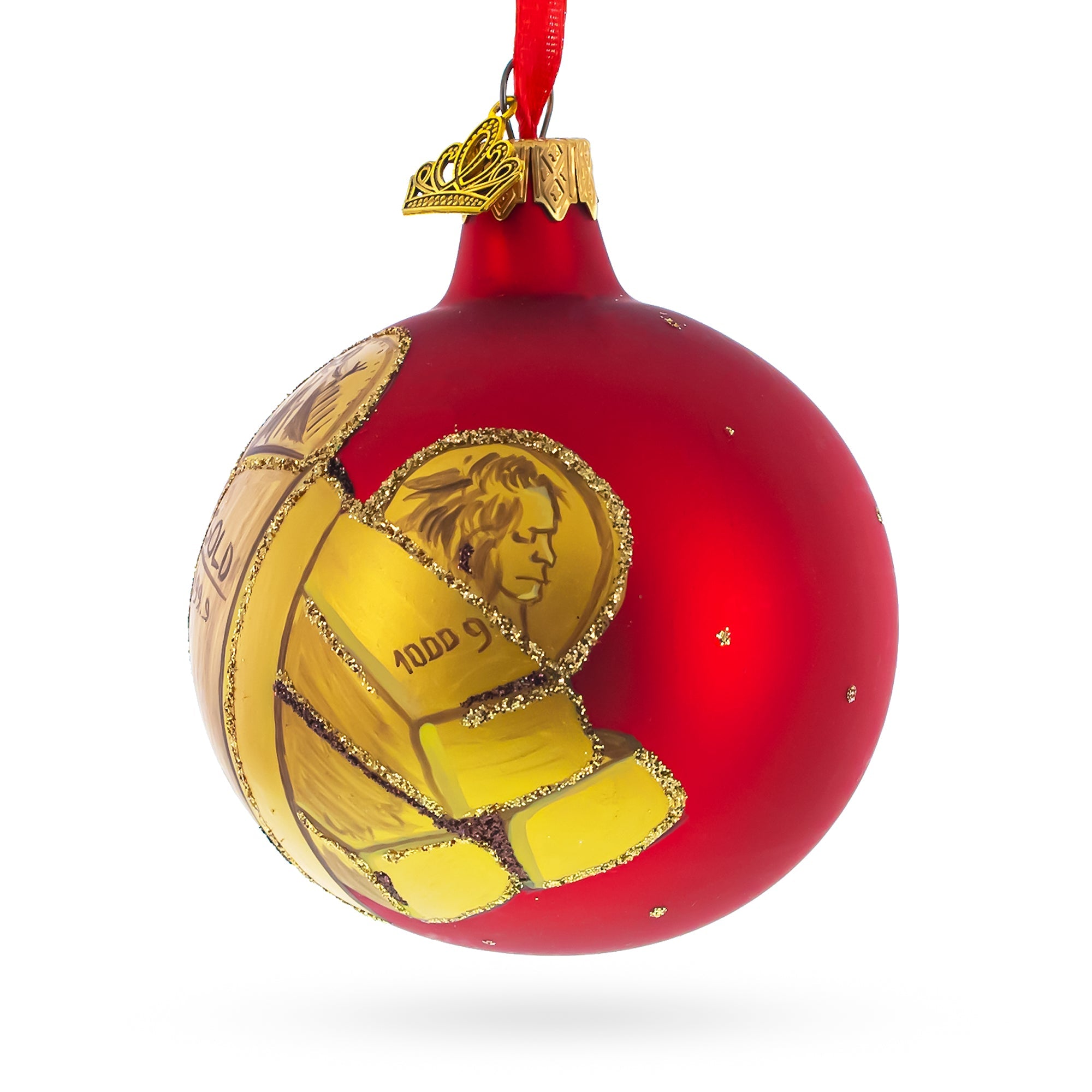Gold Bars and Coins Glass Ball Christmas Ornament 3.25 Inches