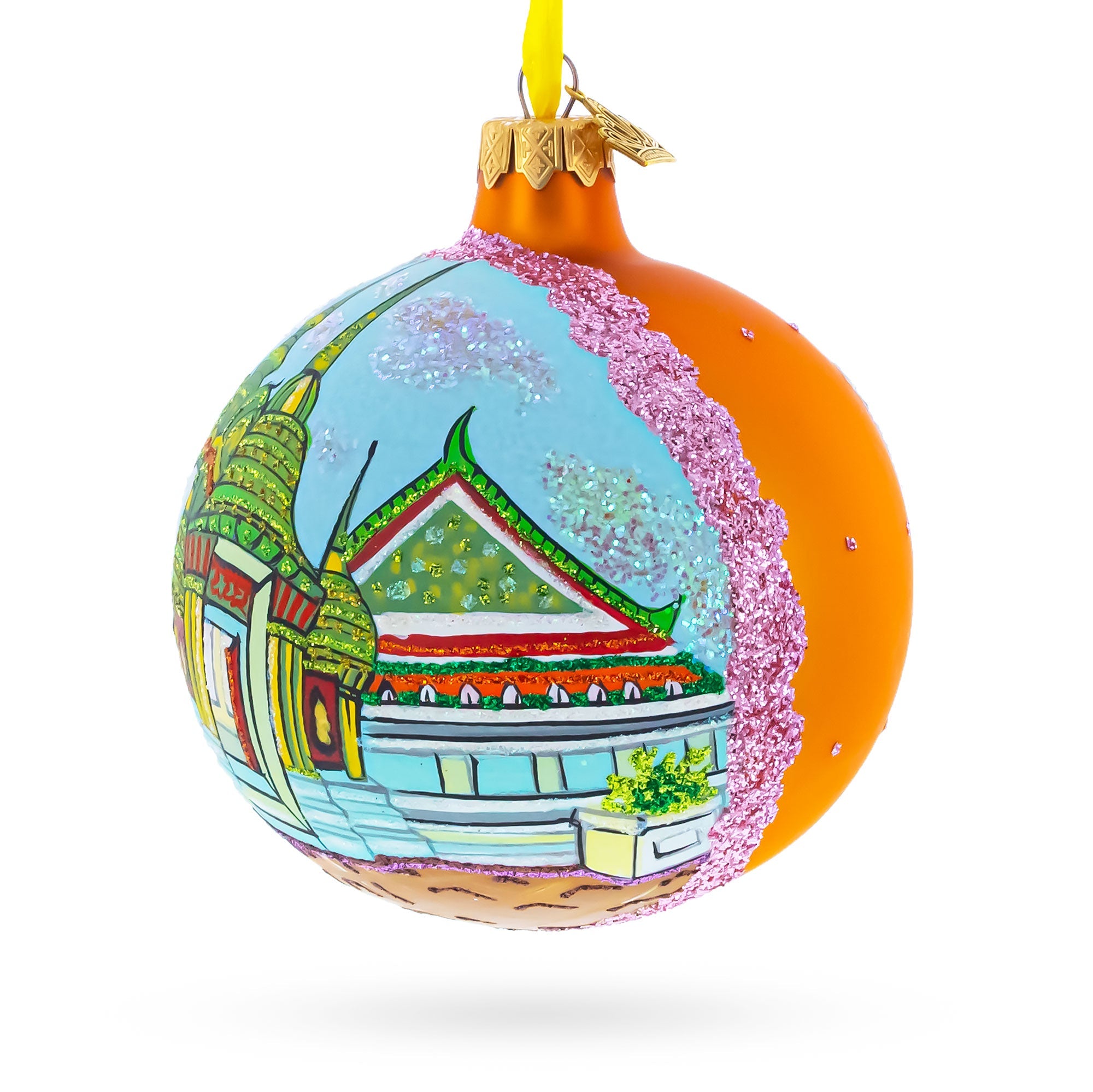 Wat Phra Chetuphon (Wat Pho), Bangkok, Thailand Glass Ball Christmas Ornament 4 Inches