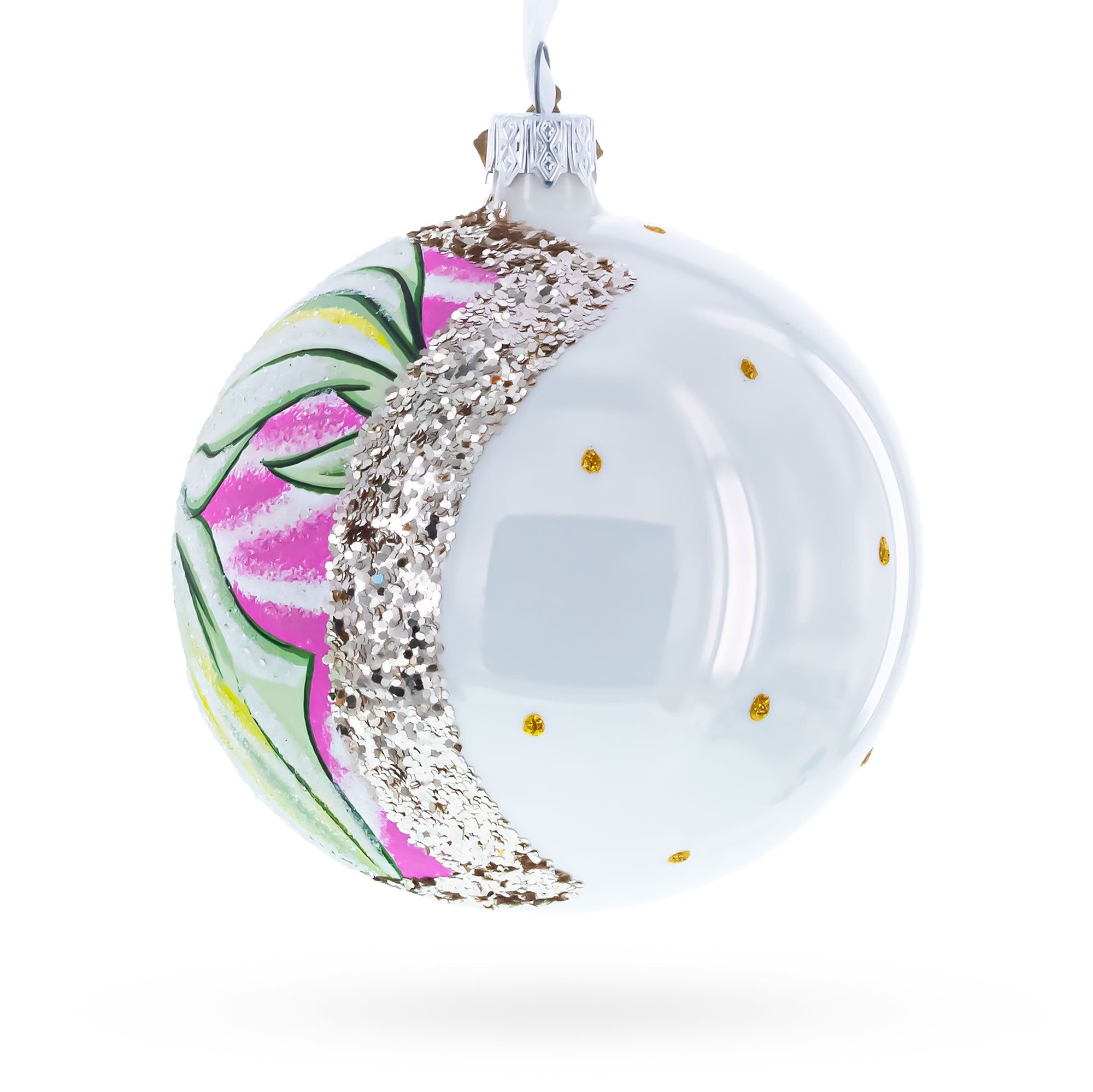 1928 Georgia O'Keeffe "Two Calla Lilies on Pink" Glass Ball Christmas Ornament 4 Inches