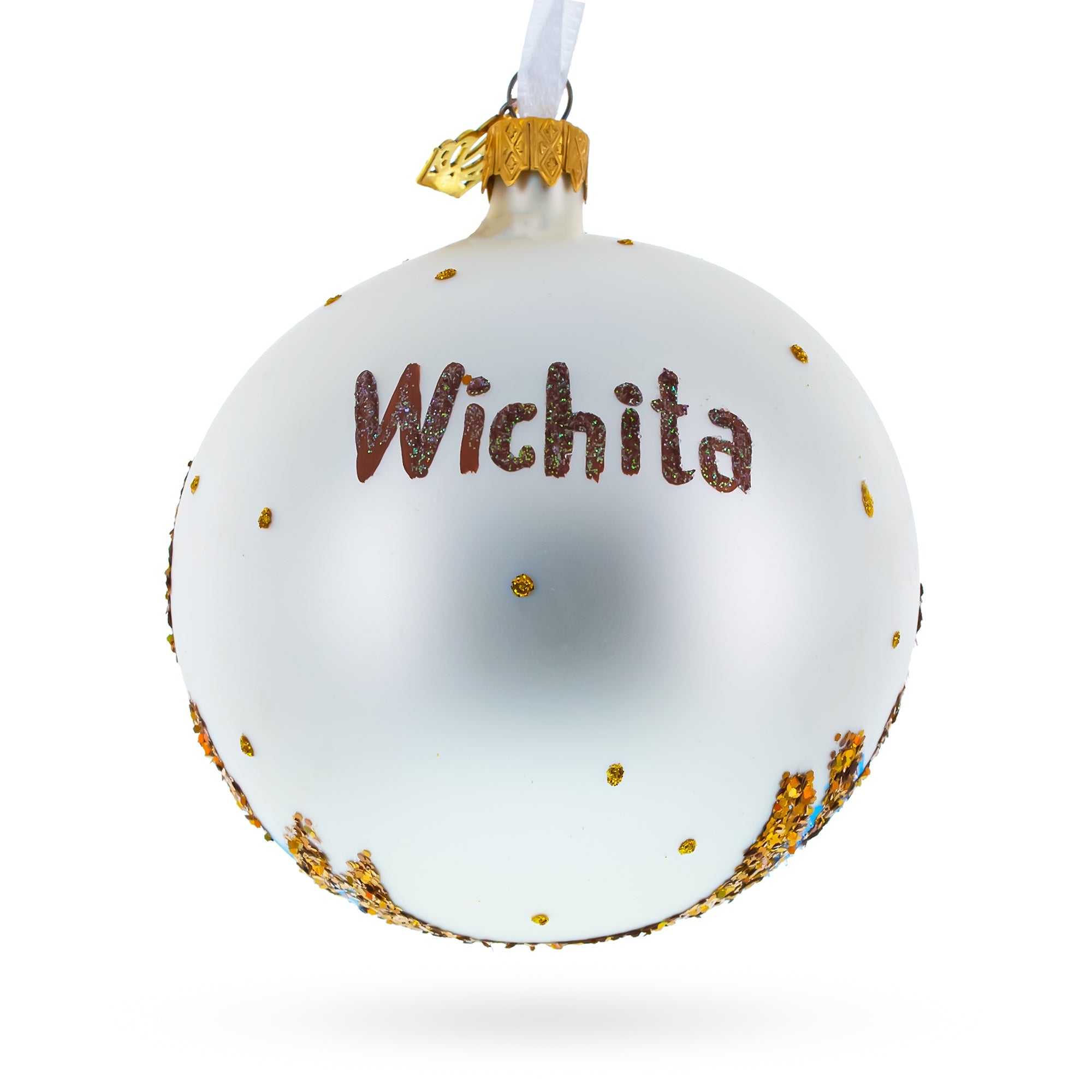 The Keeper of the Plains, Wichita, Kansas, USA Glass Ball Christmas Ornament 4 Inches