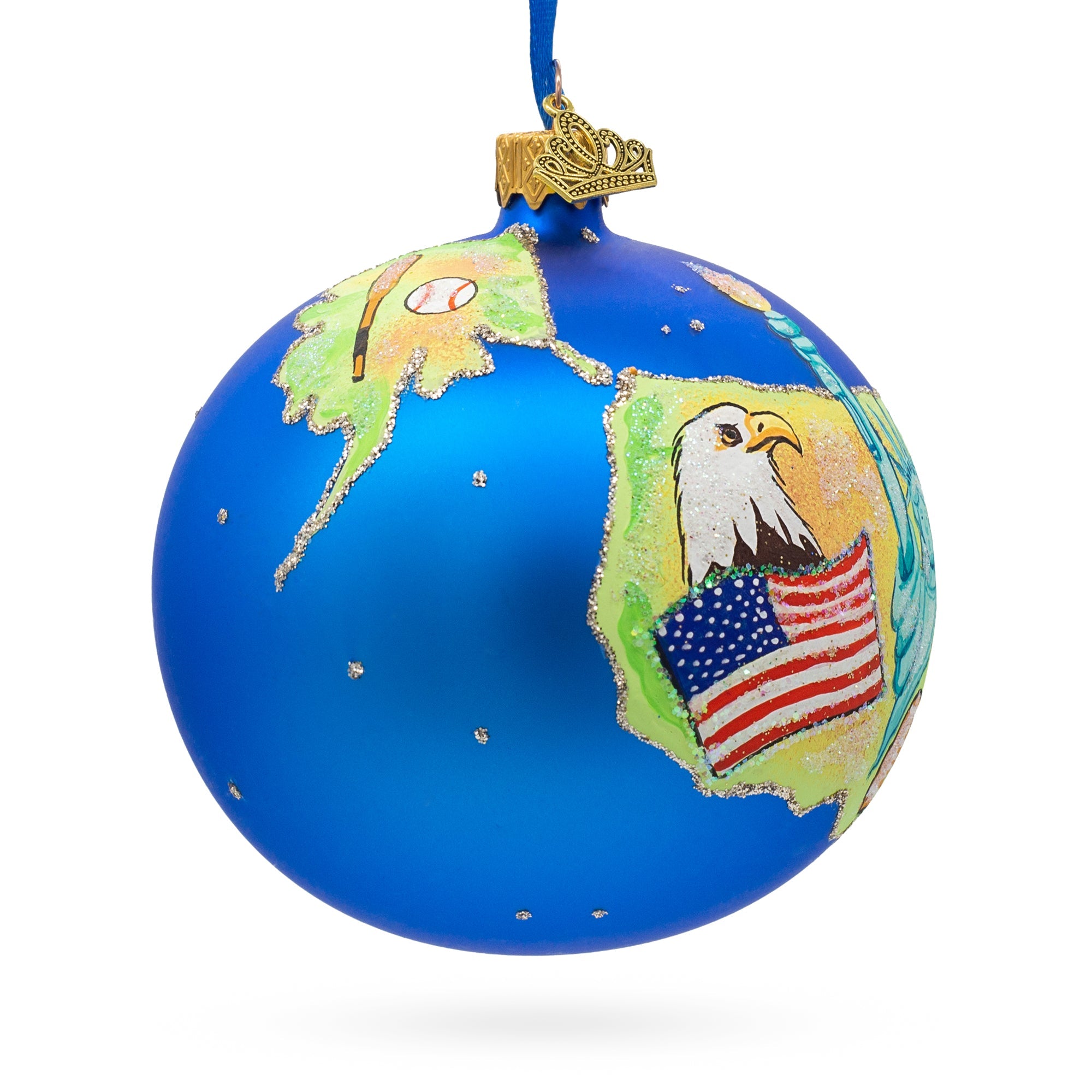 Travel to the USA Glass Ball Christmas Ornament 4 Inches