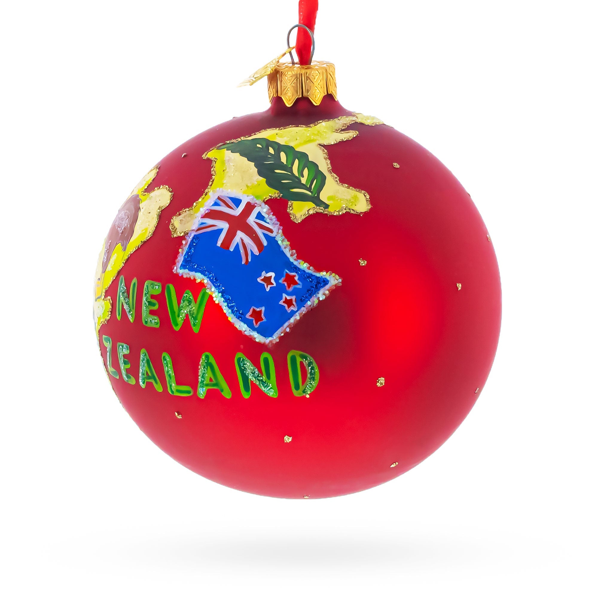 Travel to New Zealand Glass Ball Christmas Ornament 4 Inches