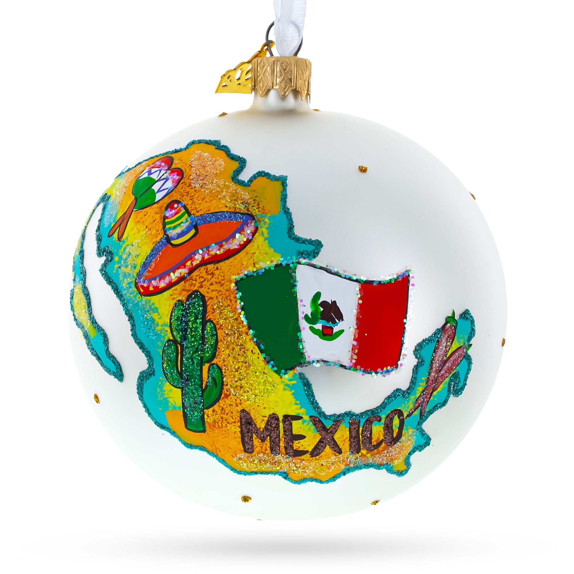 Travel to Mexico Glass Ball Christmas Ornament 4 Inches BestPysanky