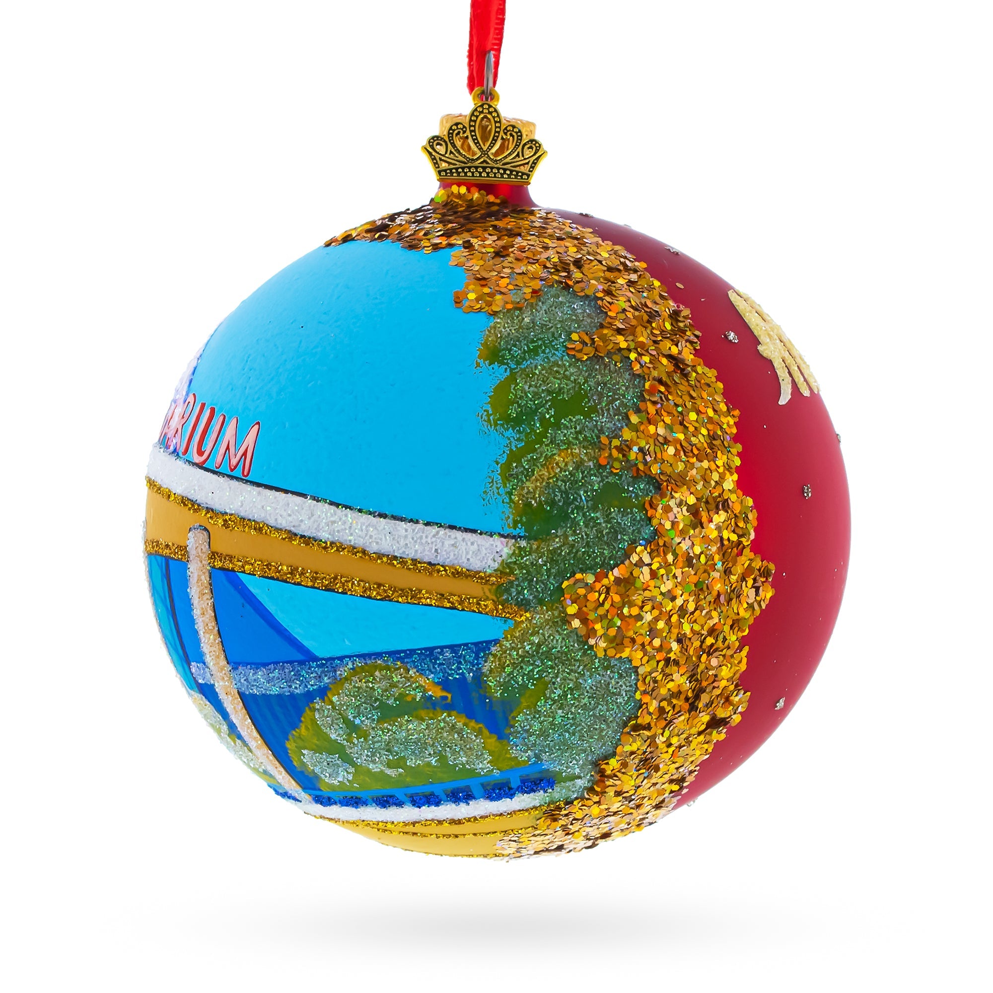 Georgia Aquarium, Atlanta, Georgia, USA Glass Ball Christmas Ornament 4 Inches