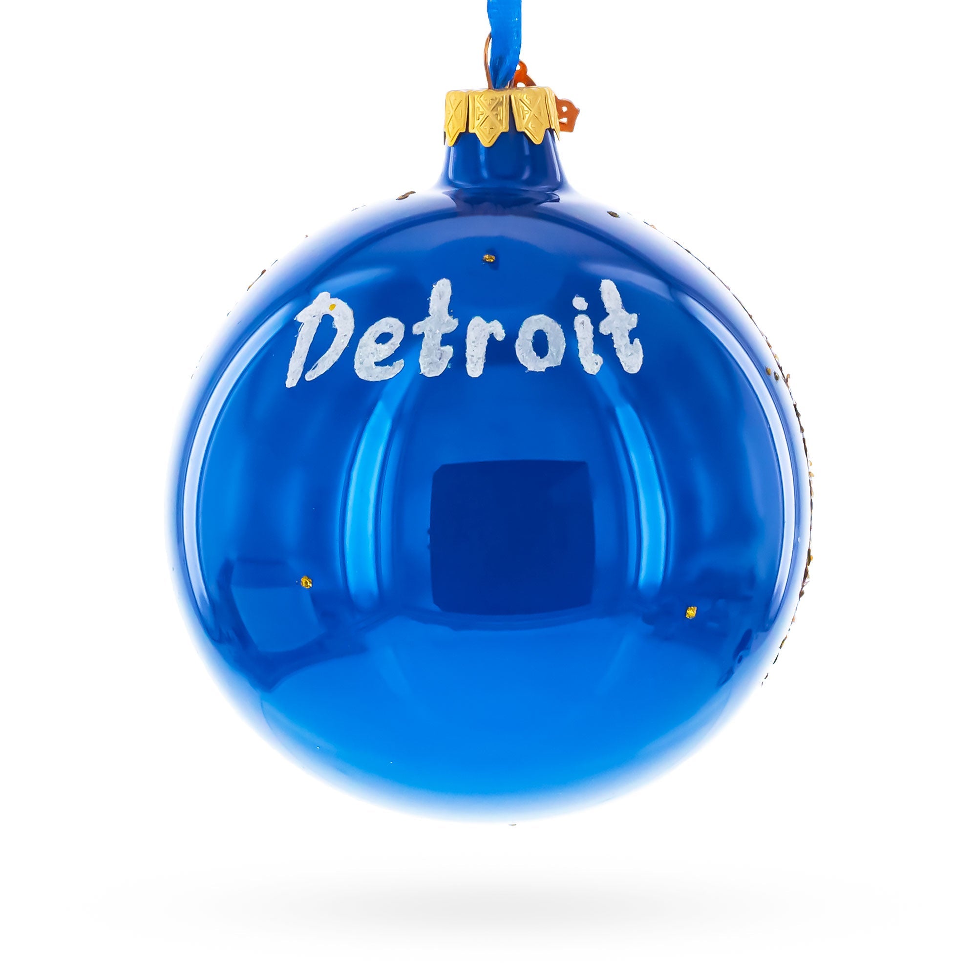 Detroit Riverfront, Detroit, Michigan, USA Glass Ball Christmas Ornament 4 Inches