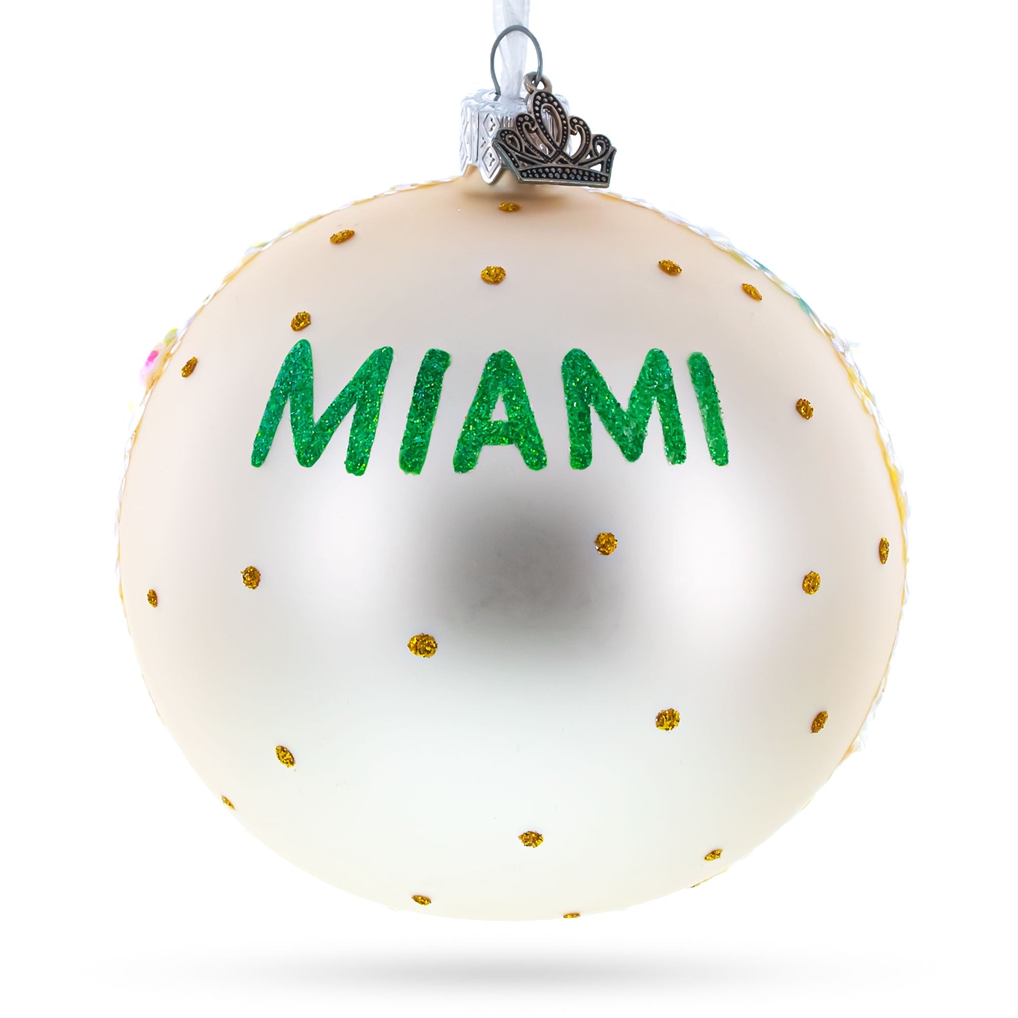 South Beach, Miami, Florida, USA Glass Ball Christmas Ornament 4 Inches