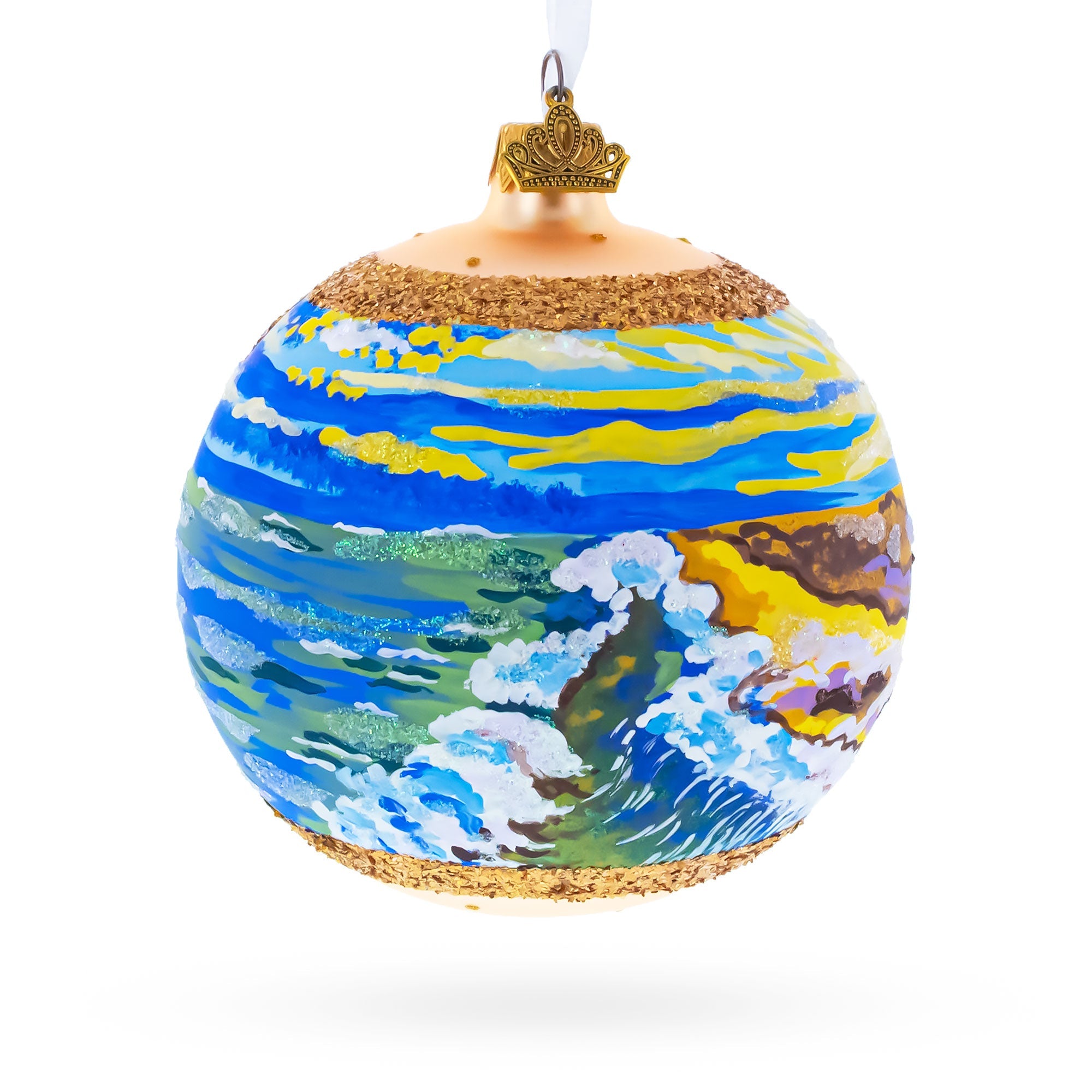 Sunset at the Ocean Painting Glass Ball Christmas Ornament 4 Inches BestPysanky