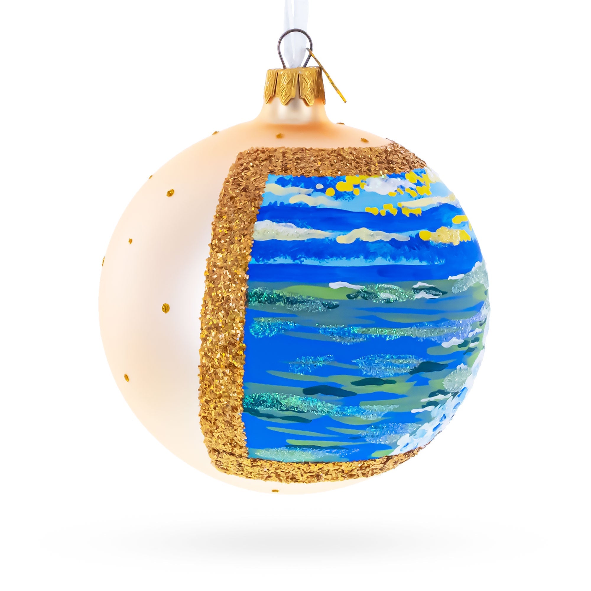 Sunset at the Ocean Painting Glass Ball Christmas Ornament 4 Inches BestPysanky