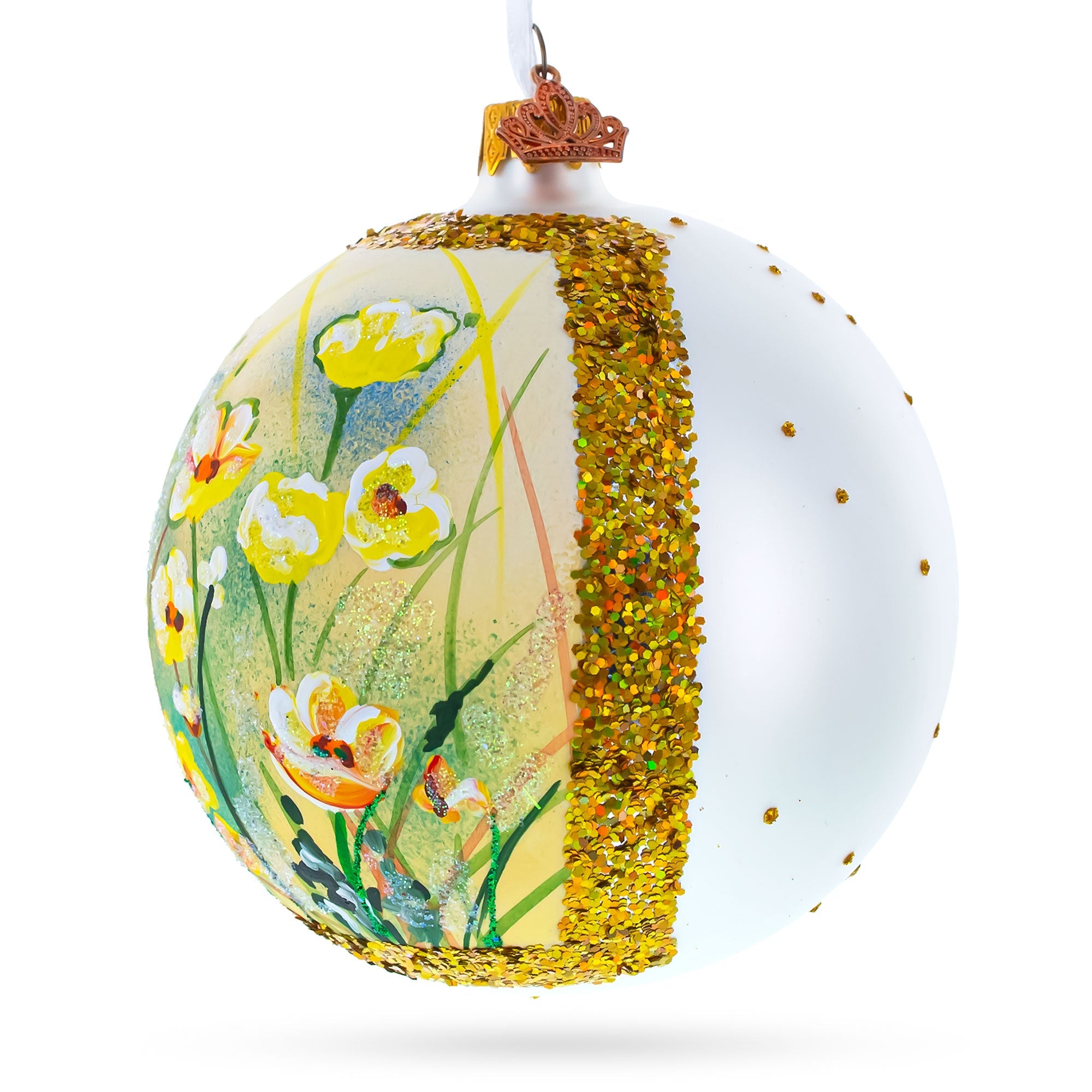 Summer in Bloom Painting Glass Ball Christmas Ornament 4 Inches