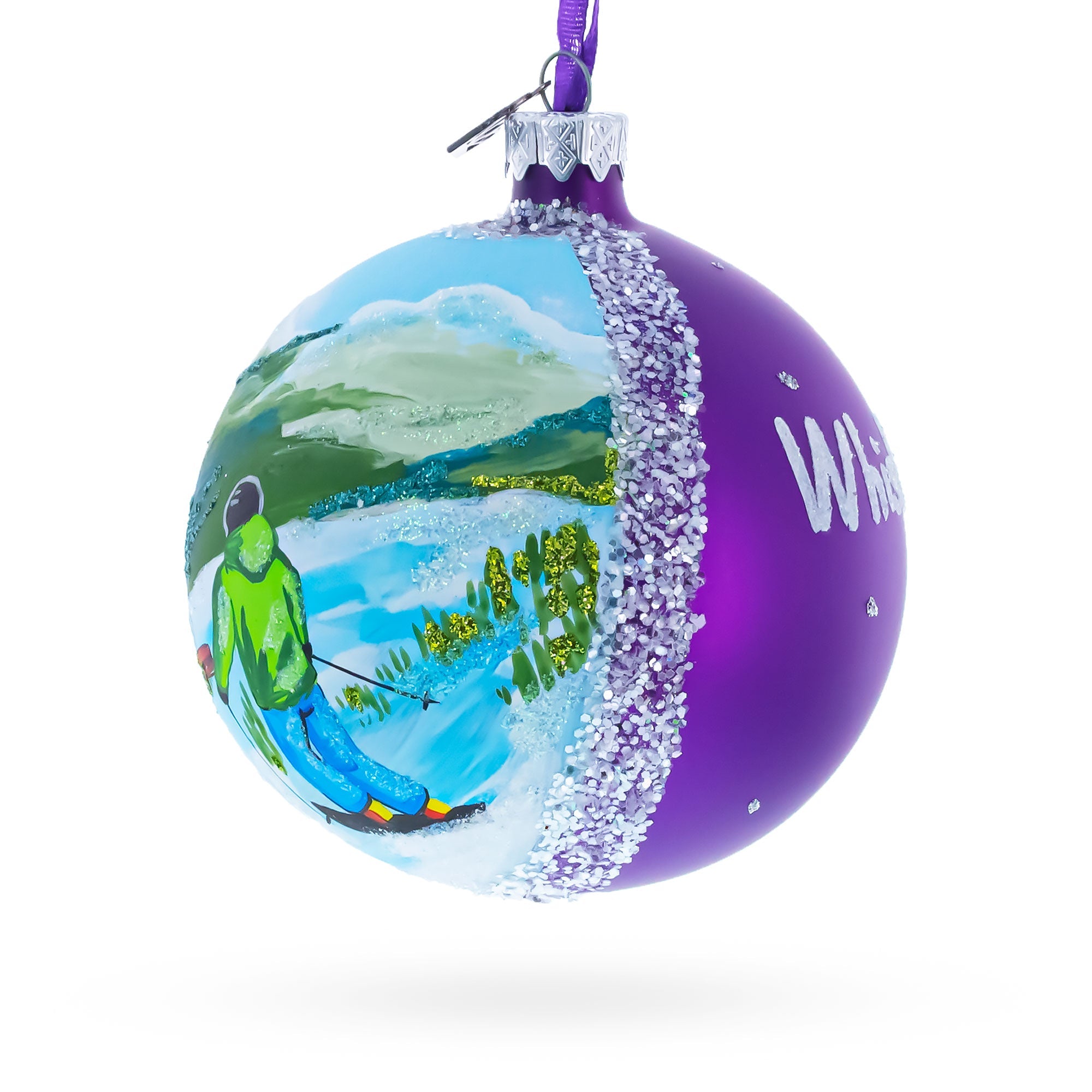Whistler Blackcomb Ski Resort, Canada Glass Ball Christmas Ornament 4 Inches