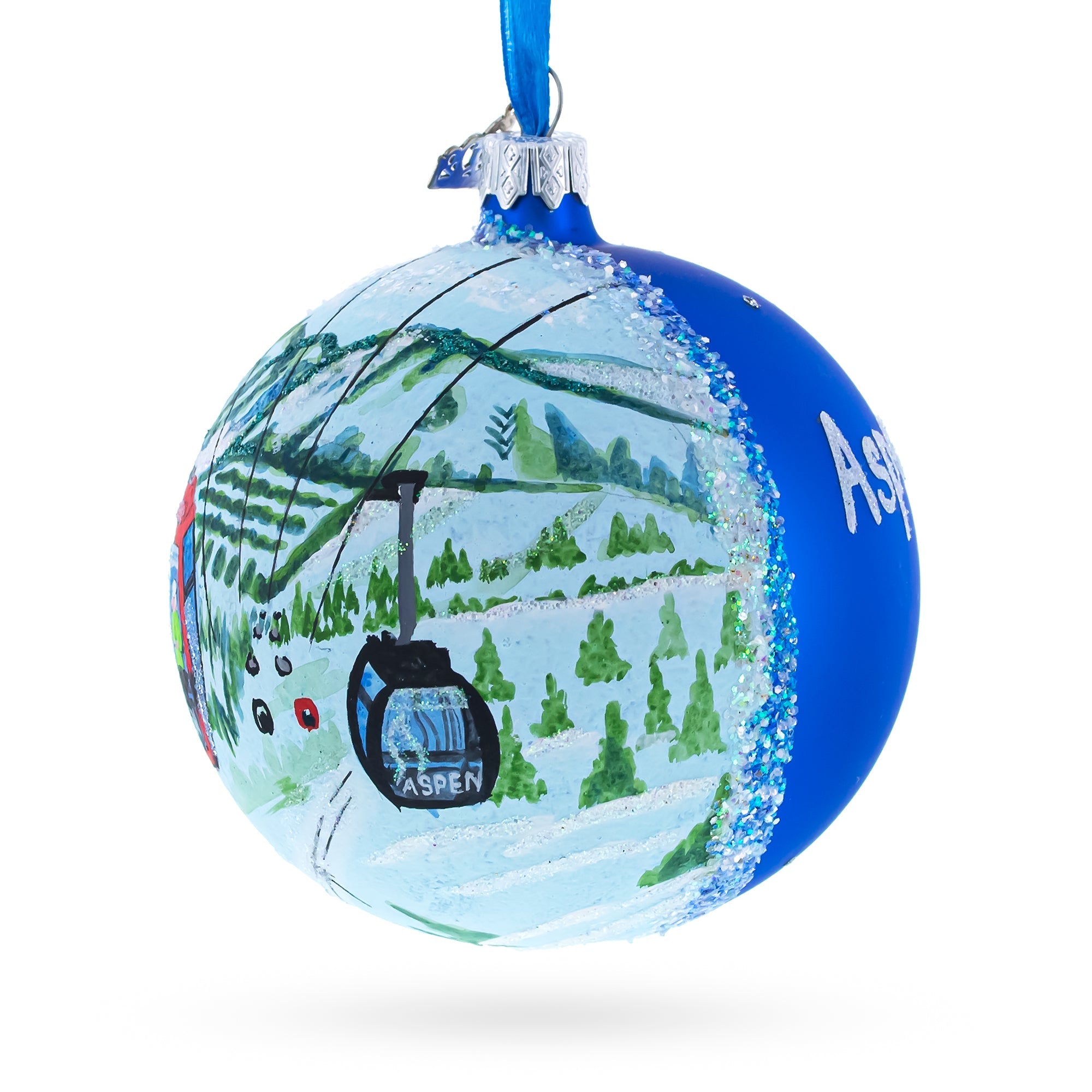 Aspen Snowmass Ski Resort, Colorado, USA Glass Ball Christmas Ornament 4 Inches