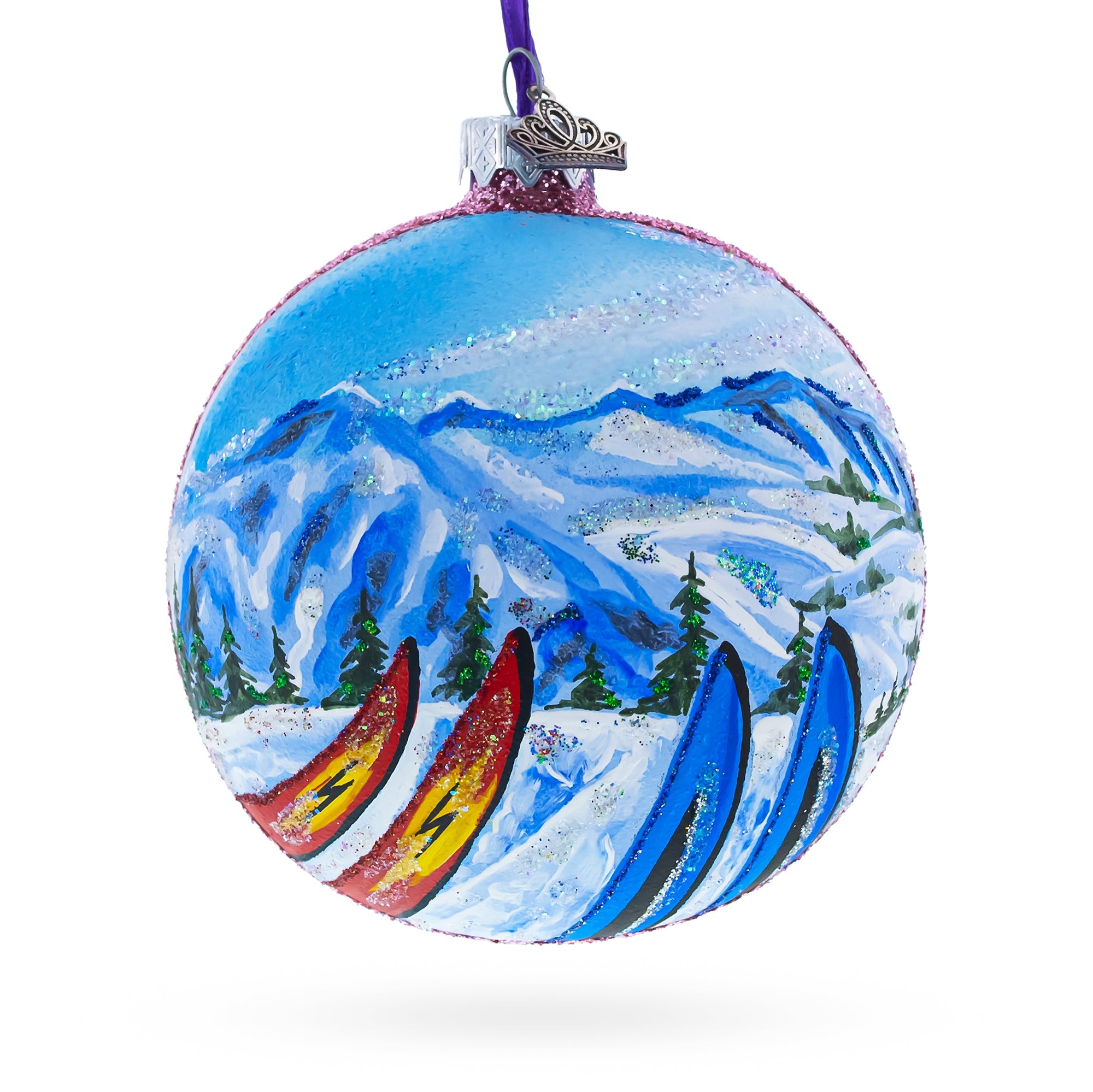 Park City Ski Resort, Utah, USA Glass Ball Christmas Ornament 4 Inches
