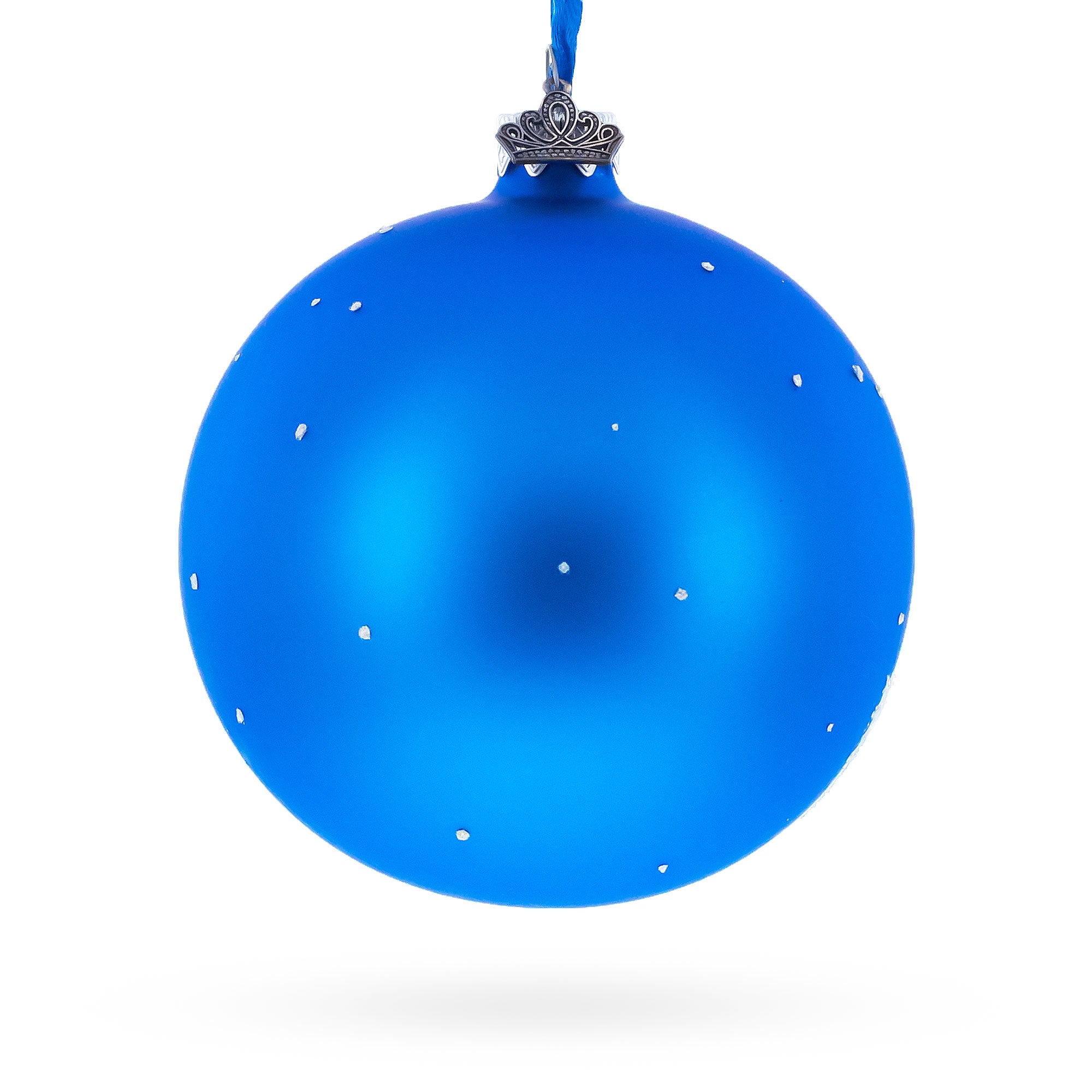 Winter Village by the River Glass Ball Christmas Ornament 4 Inches