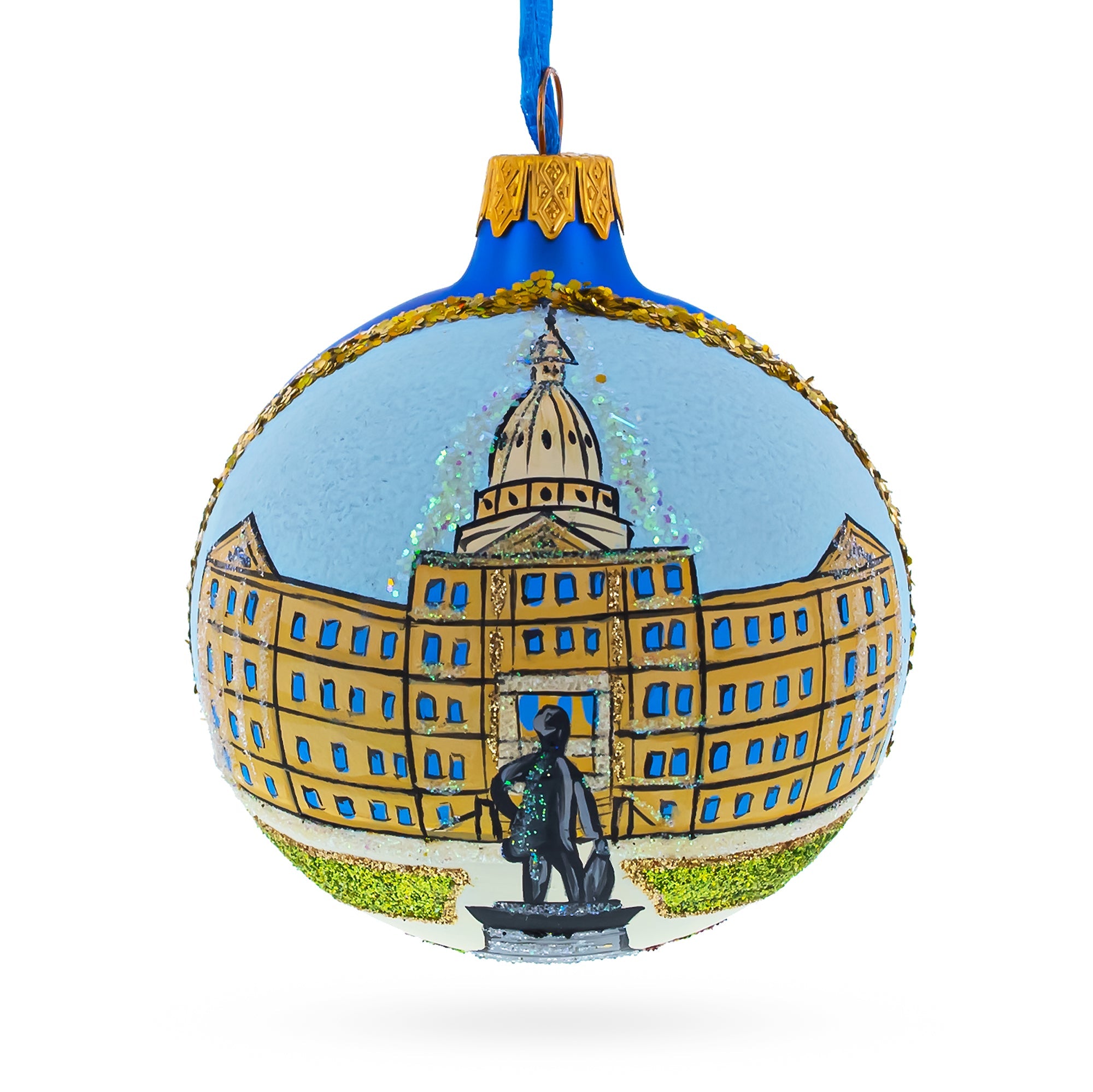 Lansing, Michigan, USA Glass Ball Christmas Ornament 3.25 Inches