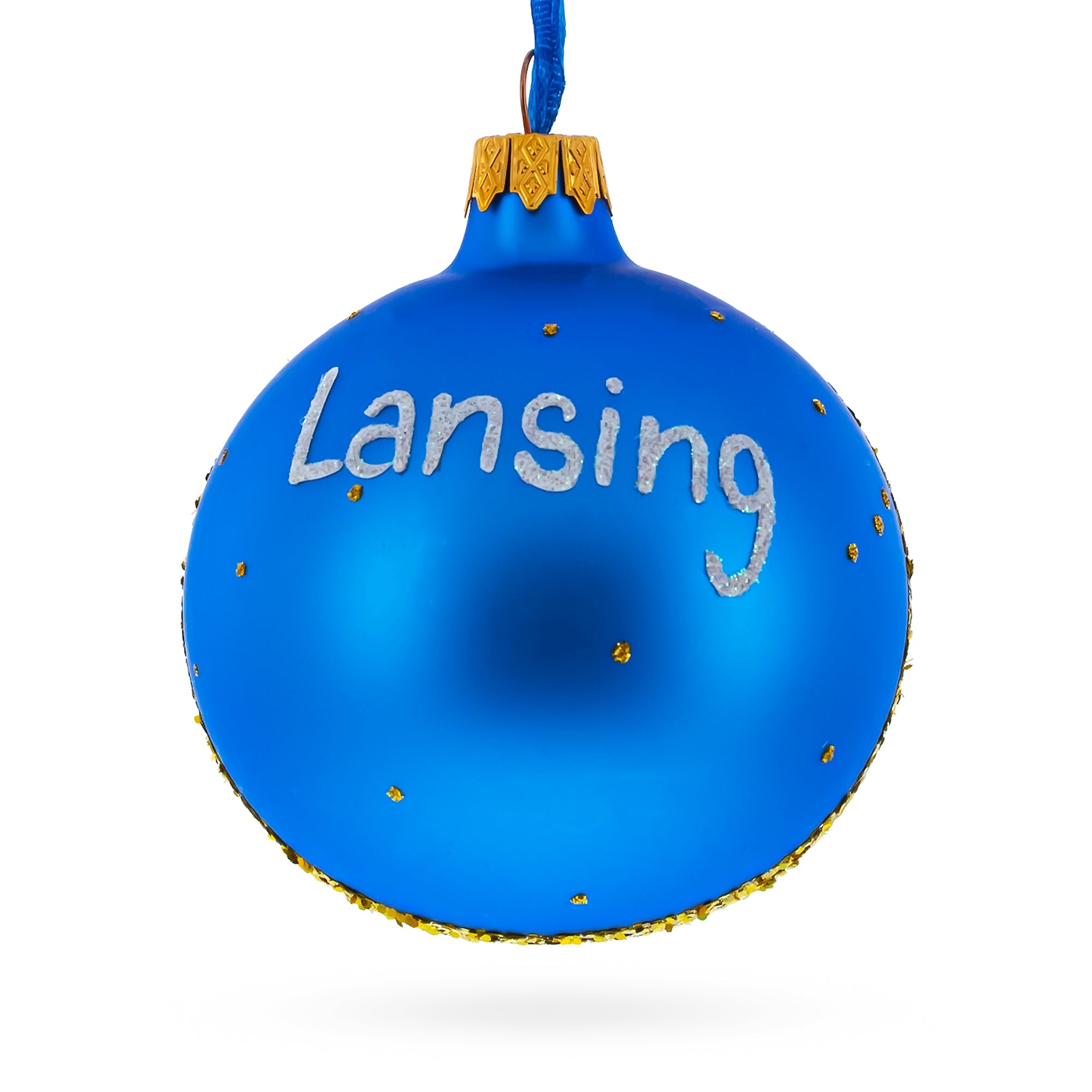 Lansing, Michigan, USA Glass Ball Christmas Ornament 3.25 Inches