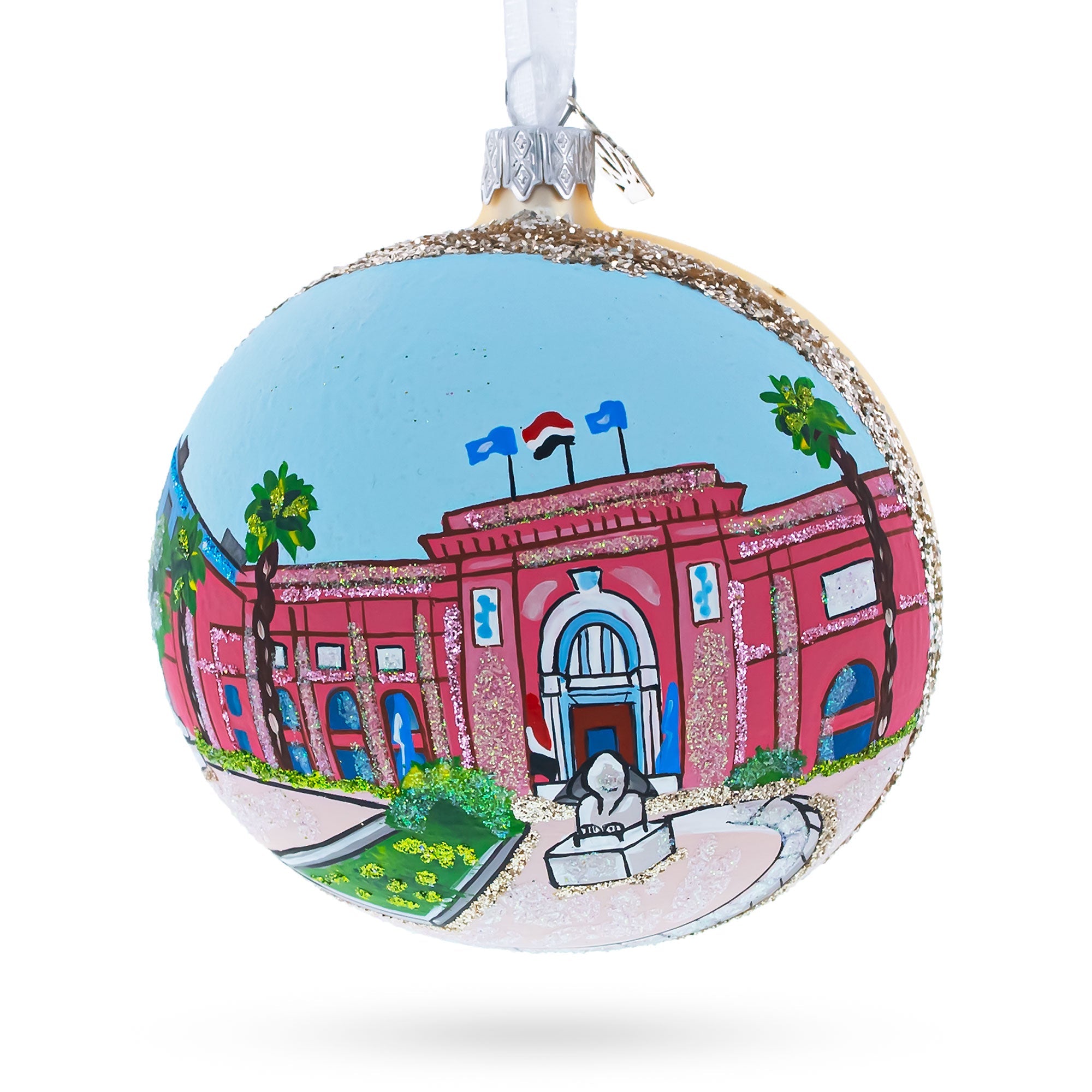 The Museum of Egyptian Antiquities, Cairo, Egypt Glass Christmas Ornament