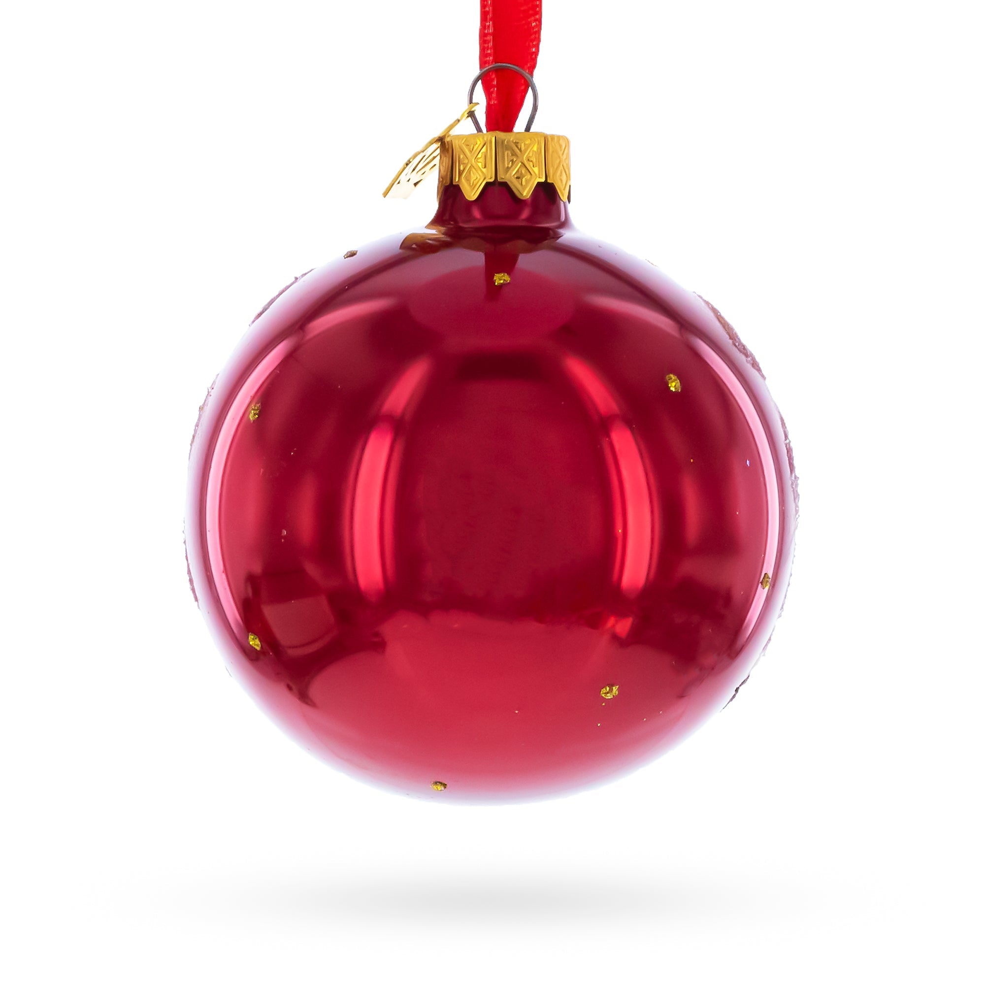 African Sunset with Giraffe and Tree Glass Ball Christmas Ornament 3.25 Inches