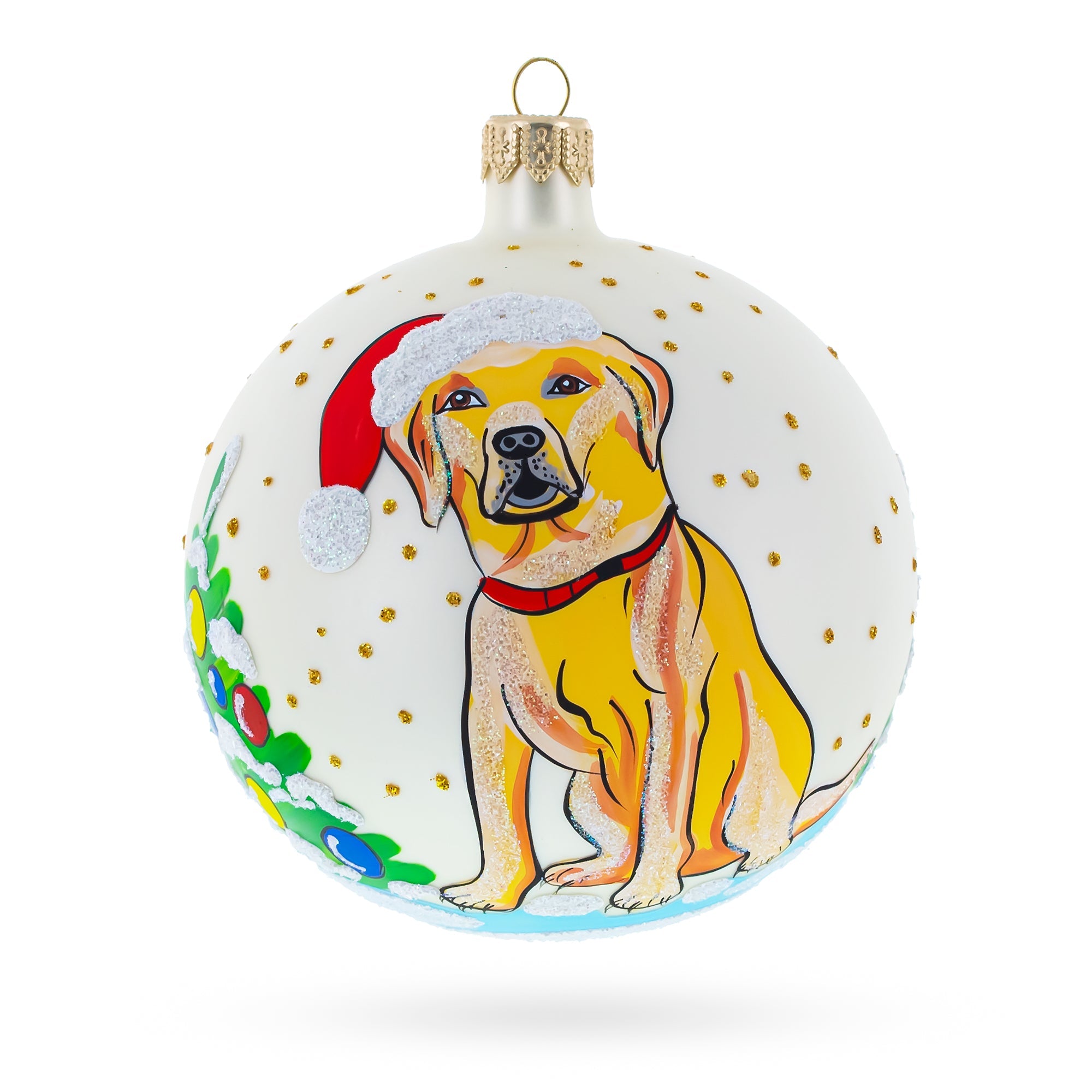 Yellow Labrador Retriever in Glass Ball Christmas Ornament 4 Inches