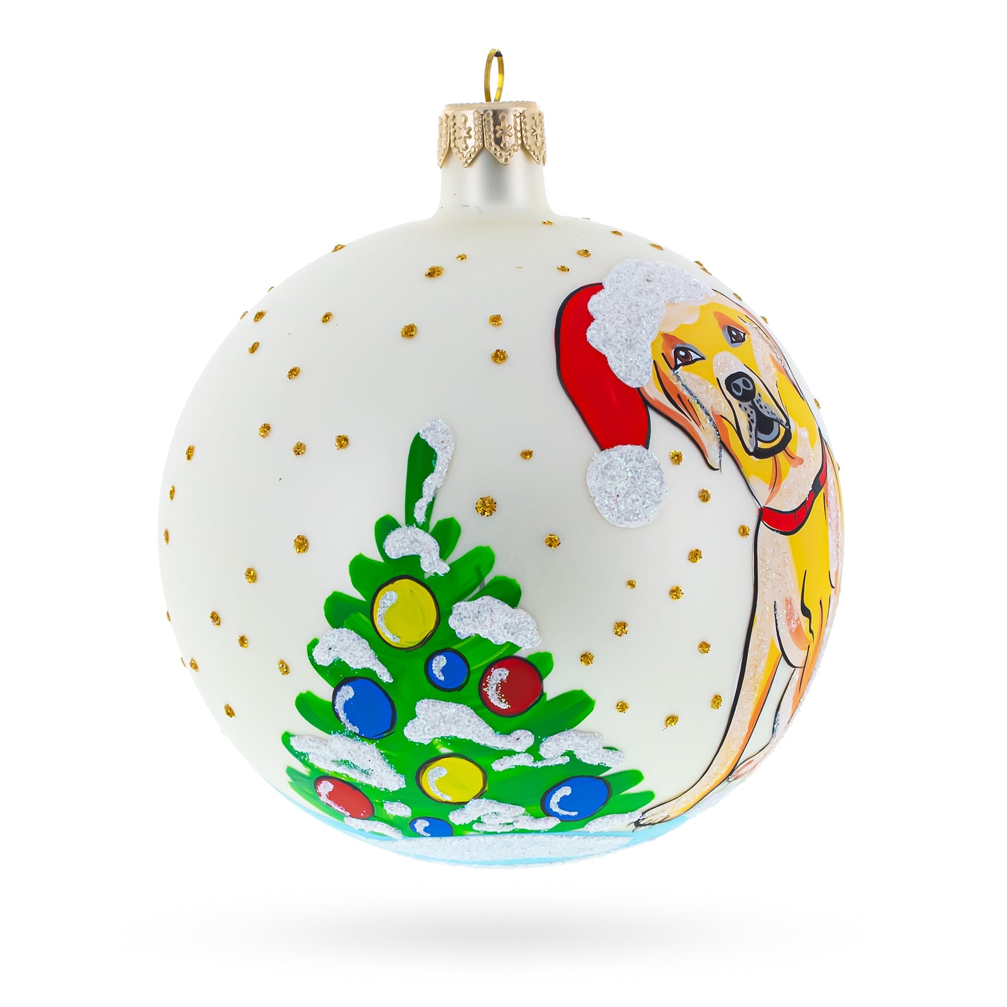 Yellow Labrador Retriever in Glass Ball Christmas Ornament 4 Inches