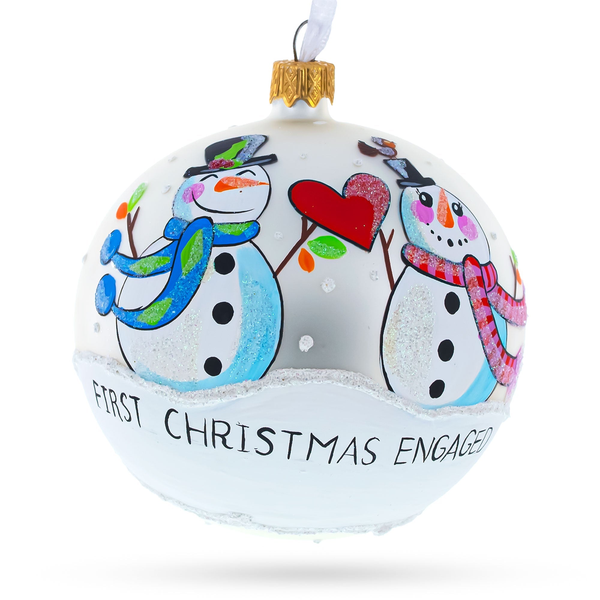 A Winter Romance 'Our First Christmas' Glass Ball Ornament 3.25 Inches