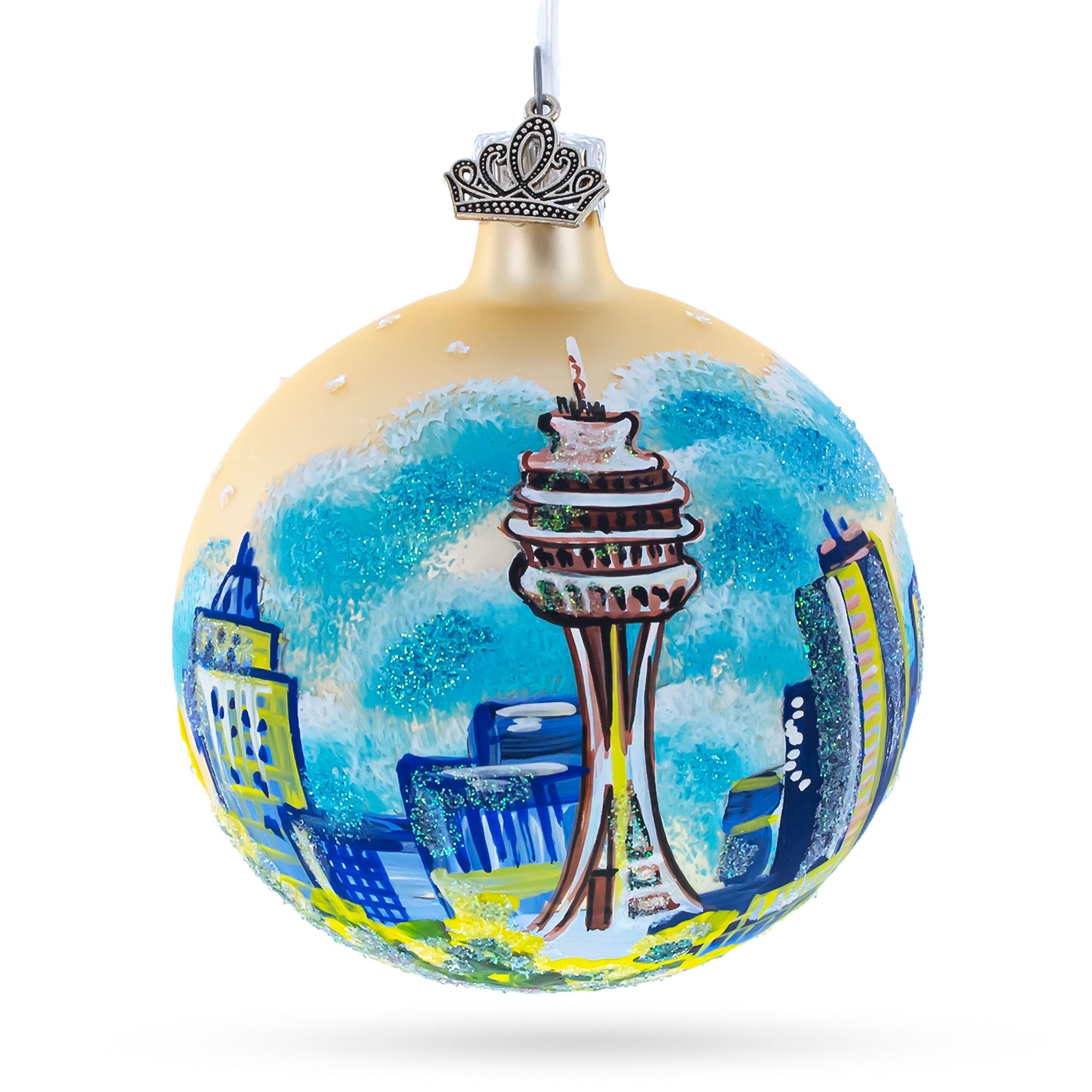 Seattle, Washington Glass Ball Christmas Ornament 3.25 Inches