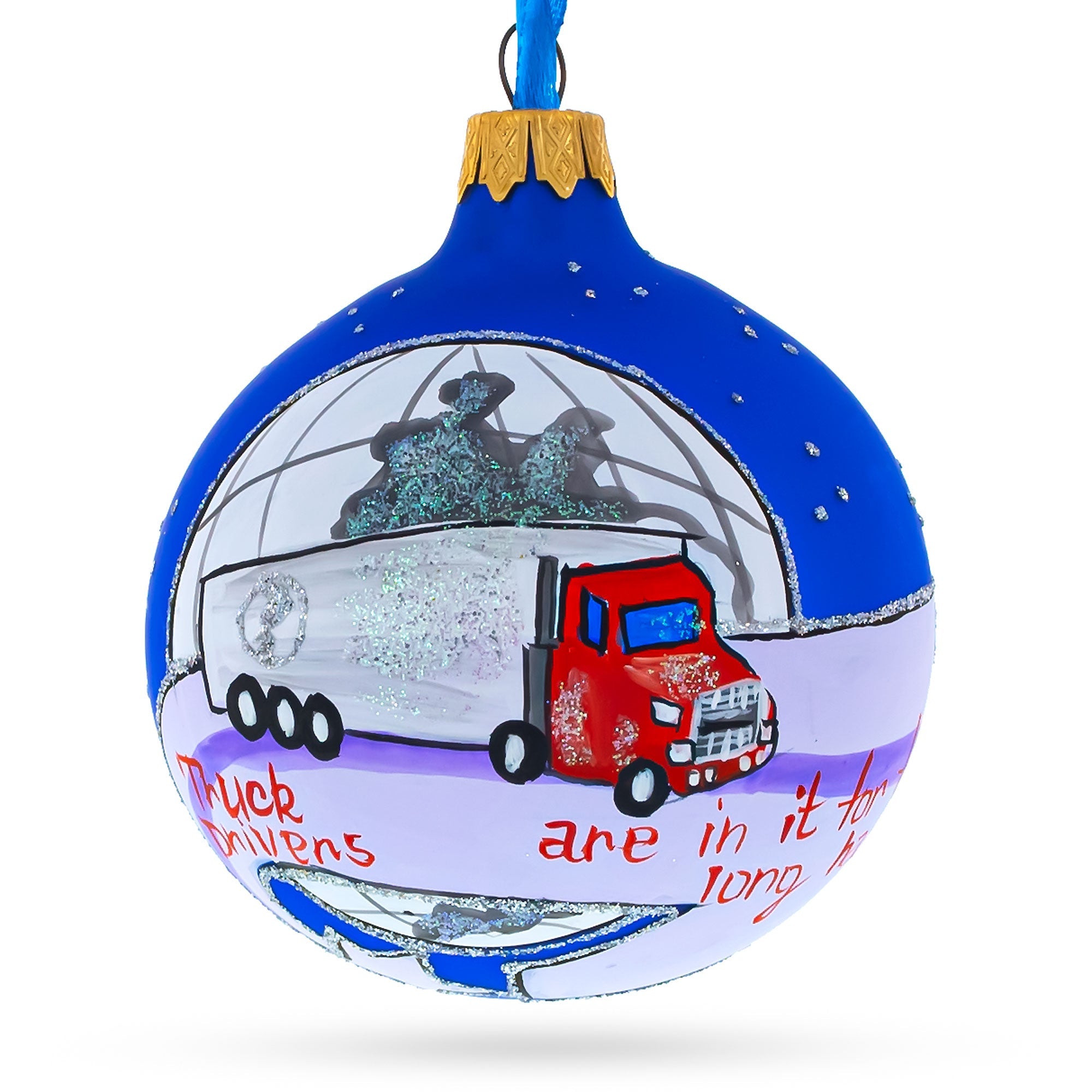 Truck Driver Glass Ball Christmas Ornament 3.25 Inches