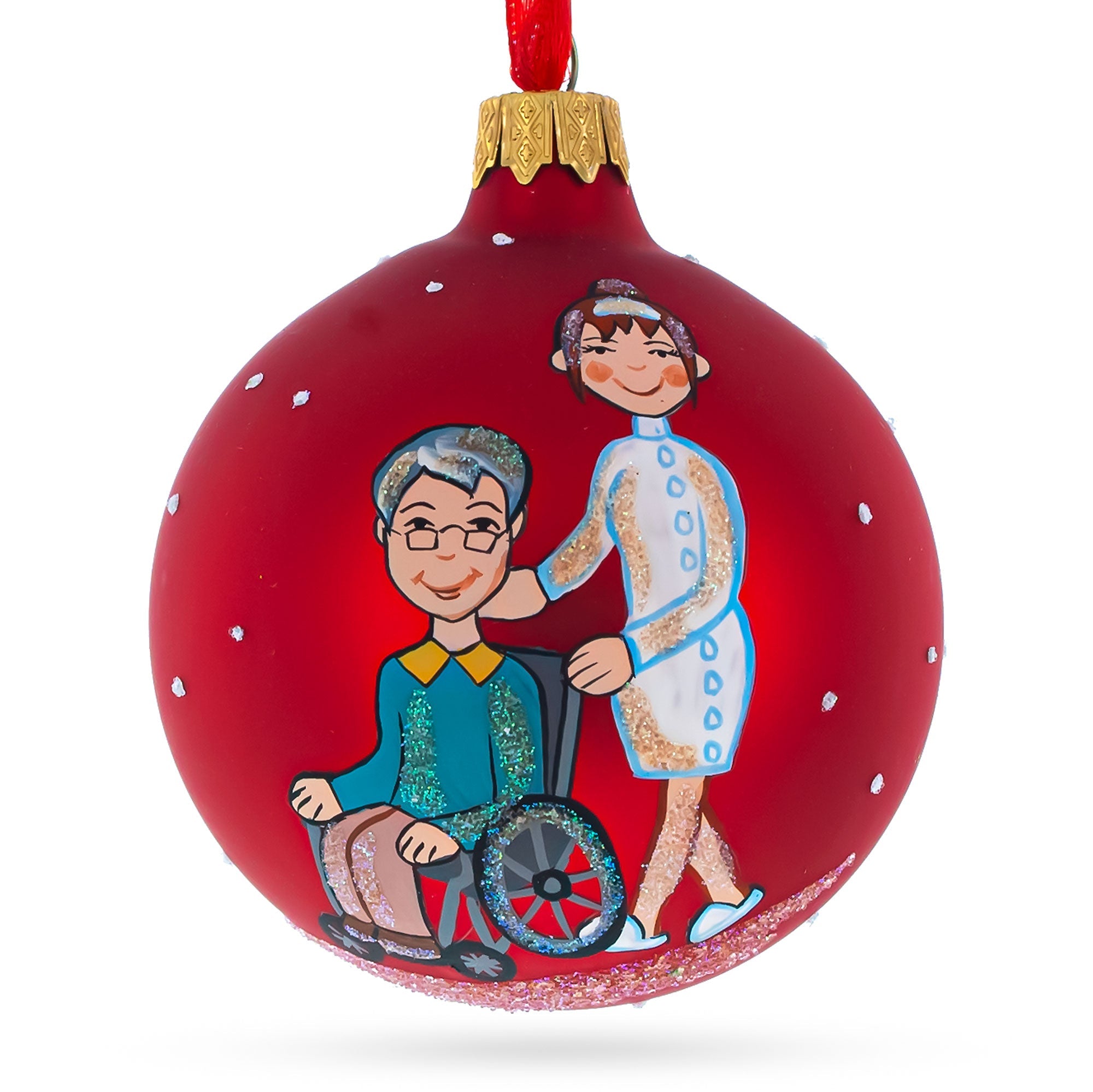 Caregiver Glass Ball Christmas Ornament 3.25 Inches