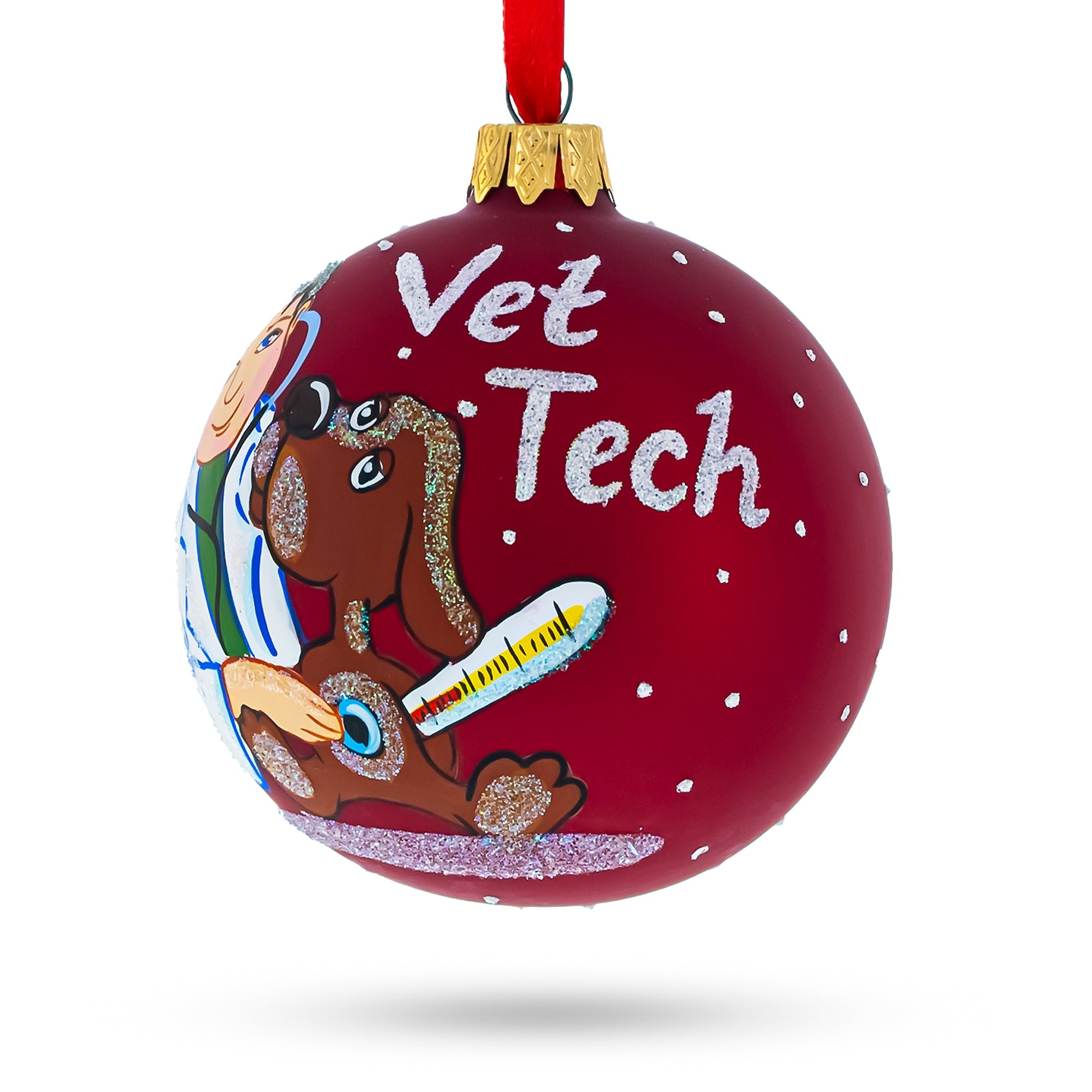 Veterinarian Technician Glass Ball Christmas Ornament 3.25 Inches BestPysanky