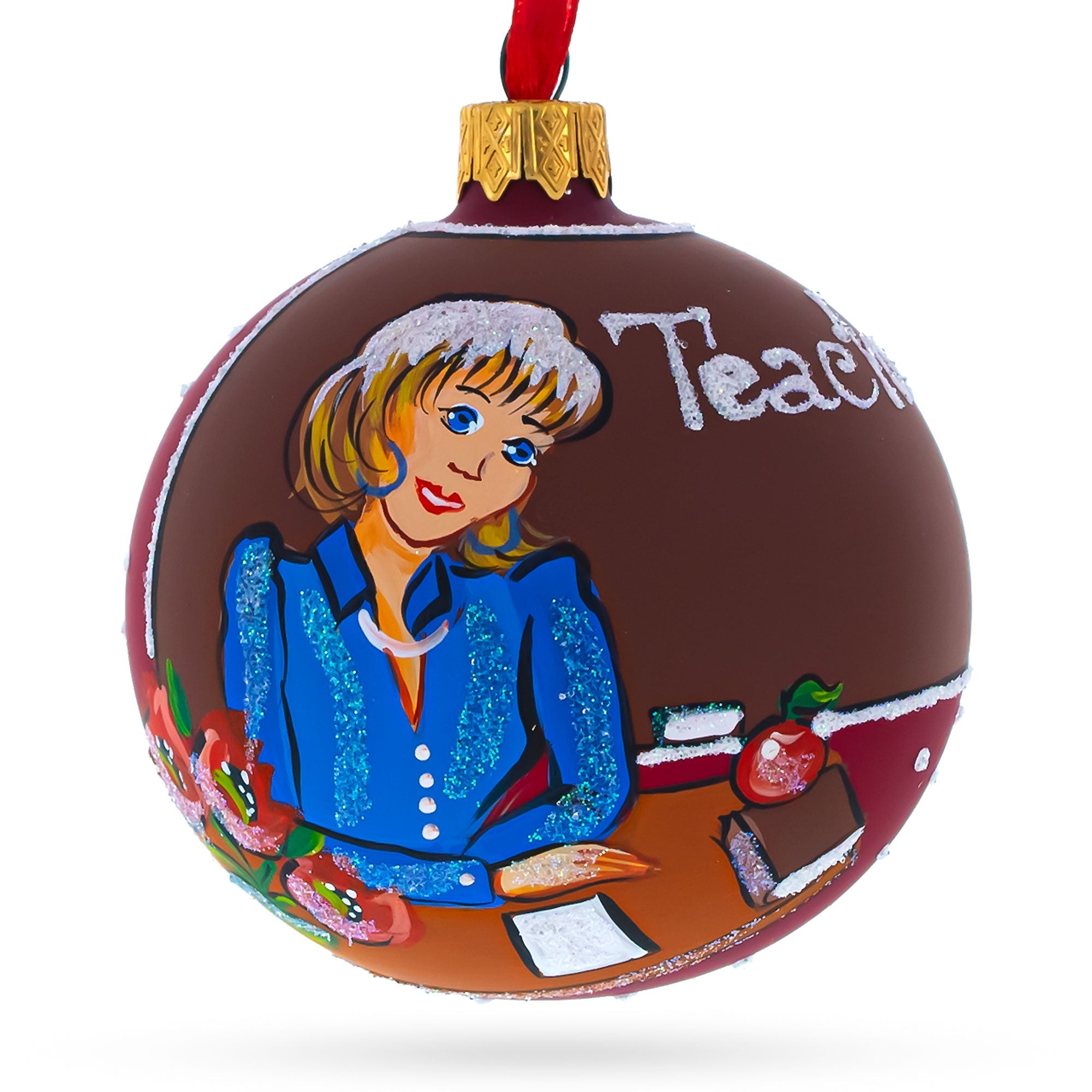 School Teacher Glass Ball Christmas Ornament 3.25 Inches BestPysanky