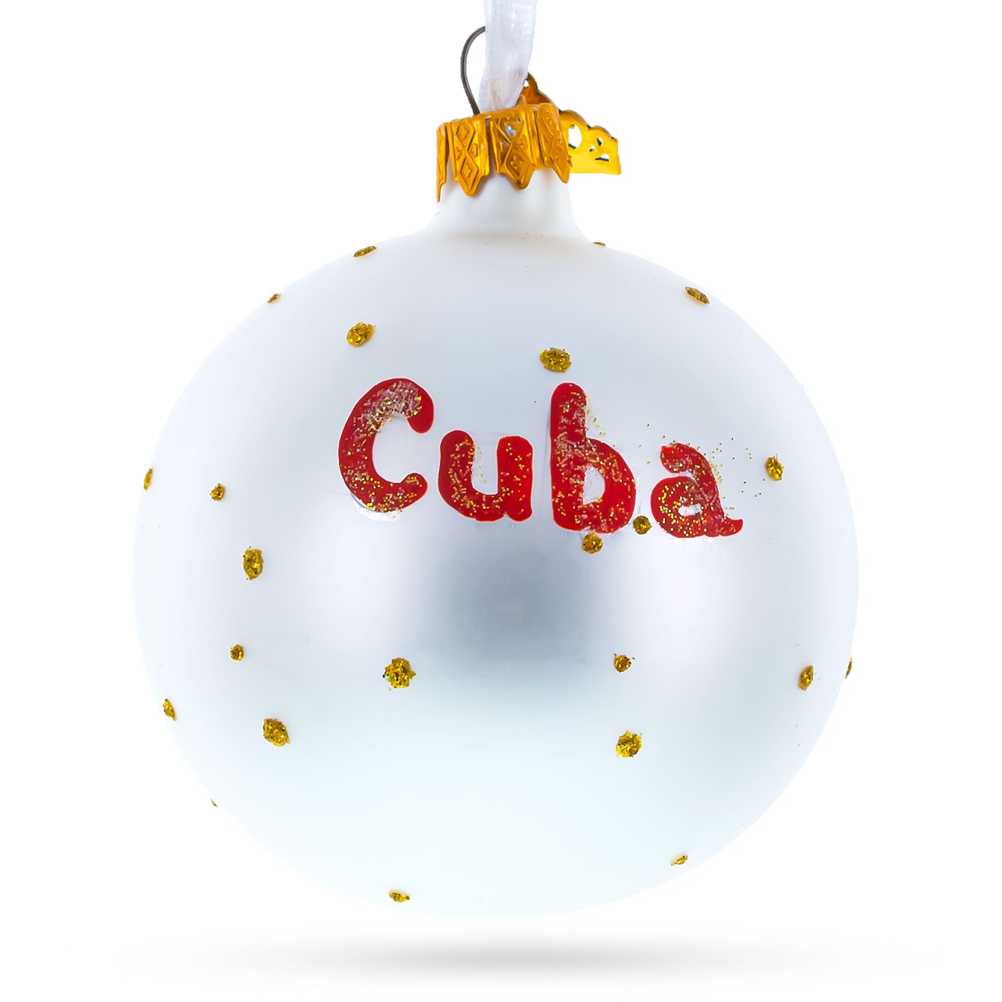 Flag of Cuba Glass Ball Christmas Ornament 3.25 Inches (Made in Ukraine)
