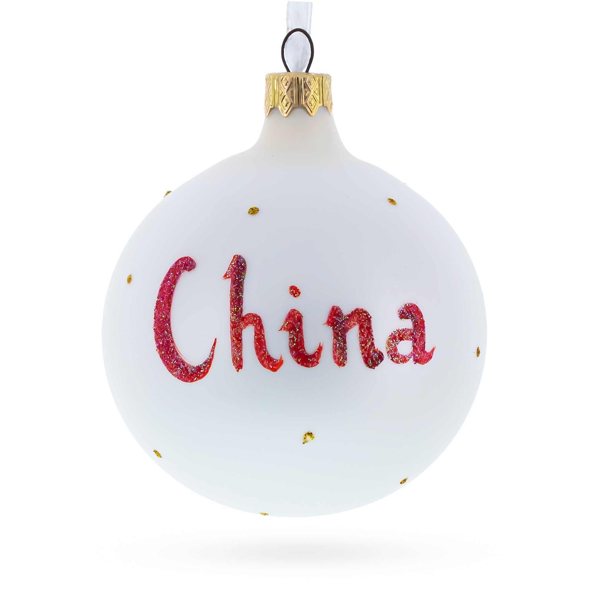 China Coat of Arms Glass Ball Christmas Ornament 3.25 Inches