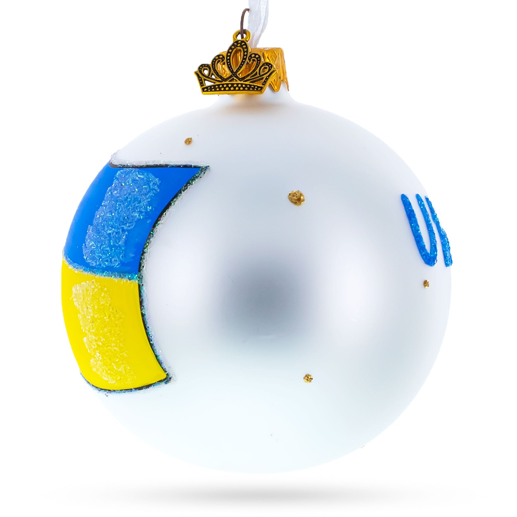 Flag of Ukraine Glass Ball Christmas Ornament 3.25 Inches