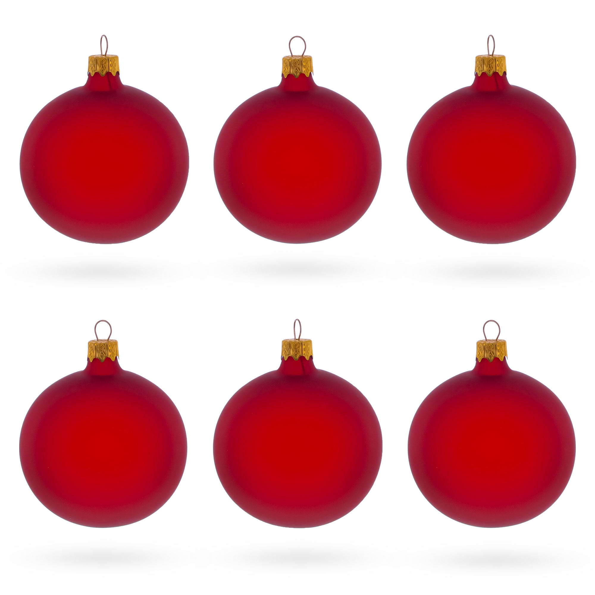 Set of 6 Translucent Red Glass Ball Christmas Ornaments 3.25 Inches