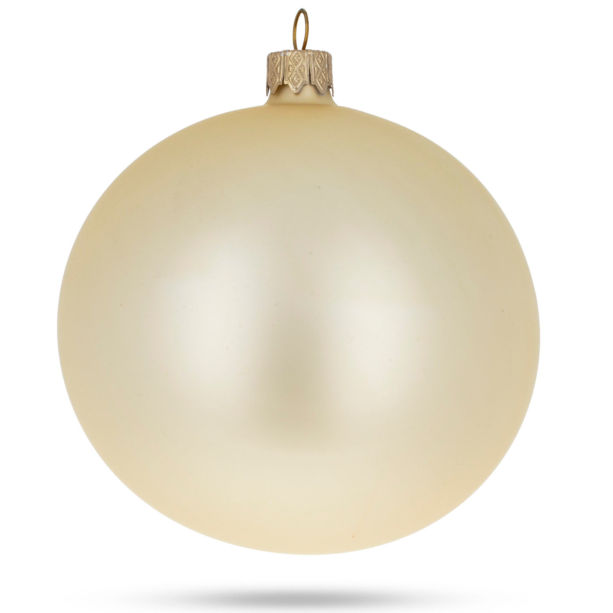 Set of 4 Beige Glass Ball Christmas Ornaments 4 Inches