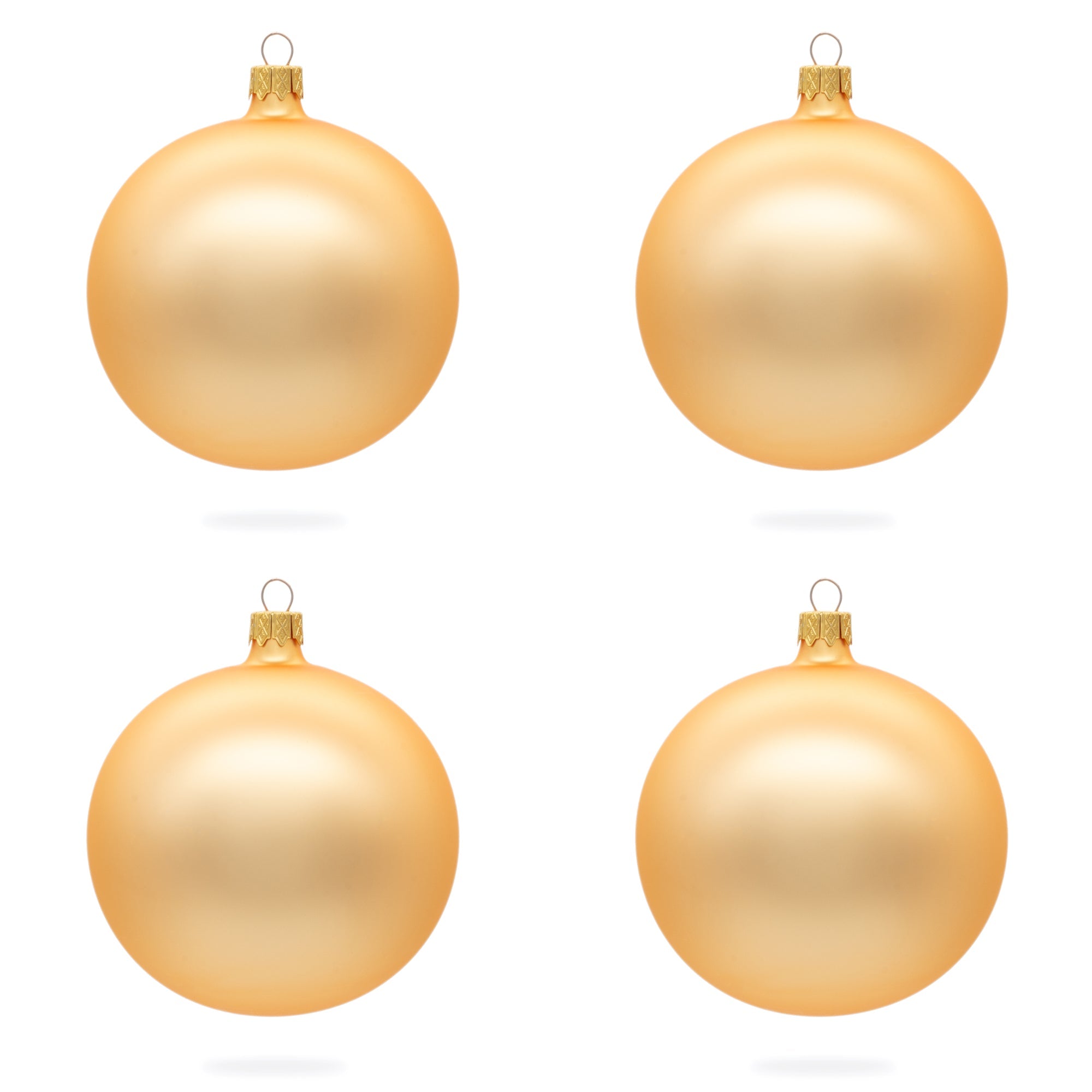 Set of 4 Rose Gold Glass Ball Ornaments 4 Inches