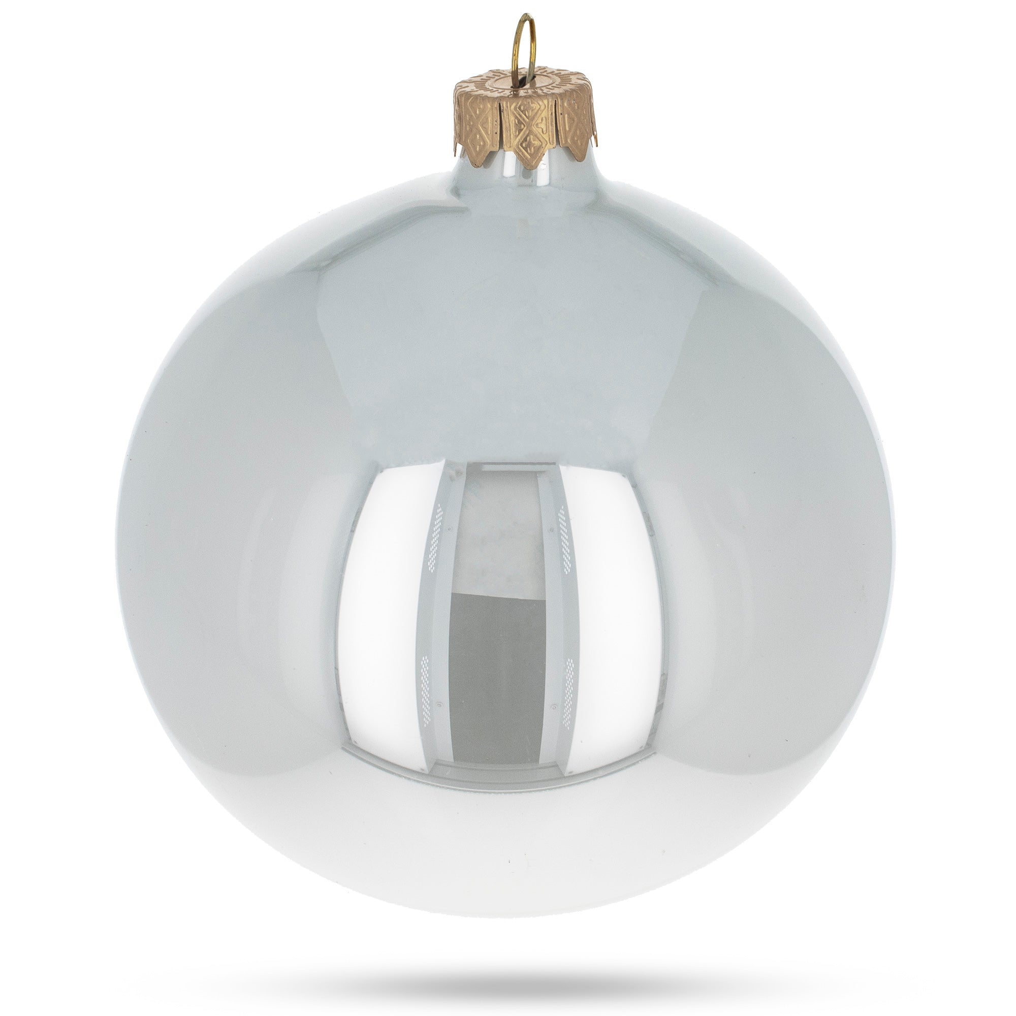 Set of 4 Glossy White Glass Ball Christmas Ornaments 4 Inches
