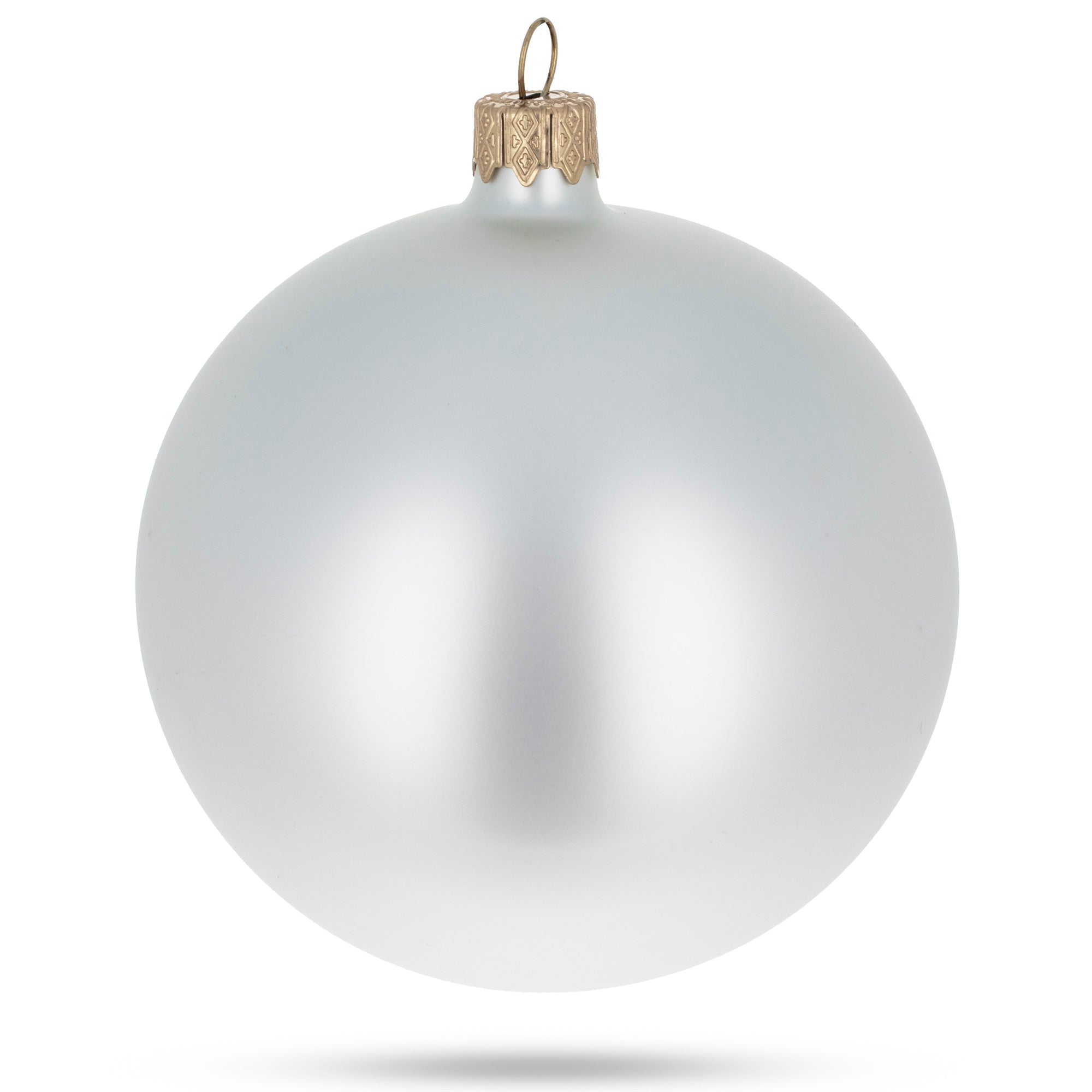 Set of 4 Matte White Glass Ball Christmas Ornaments 4 Inches