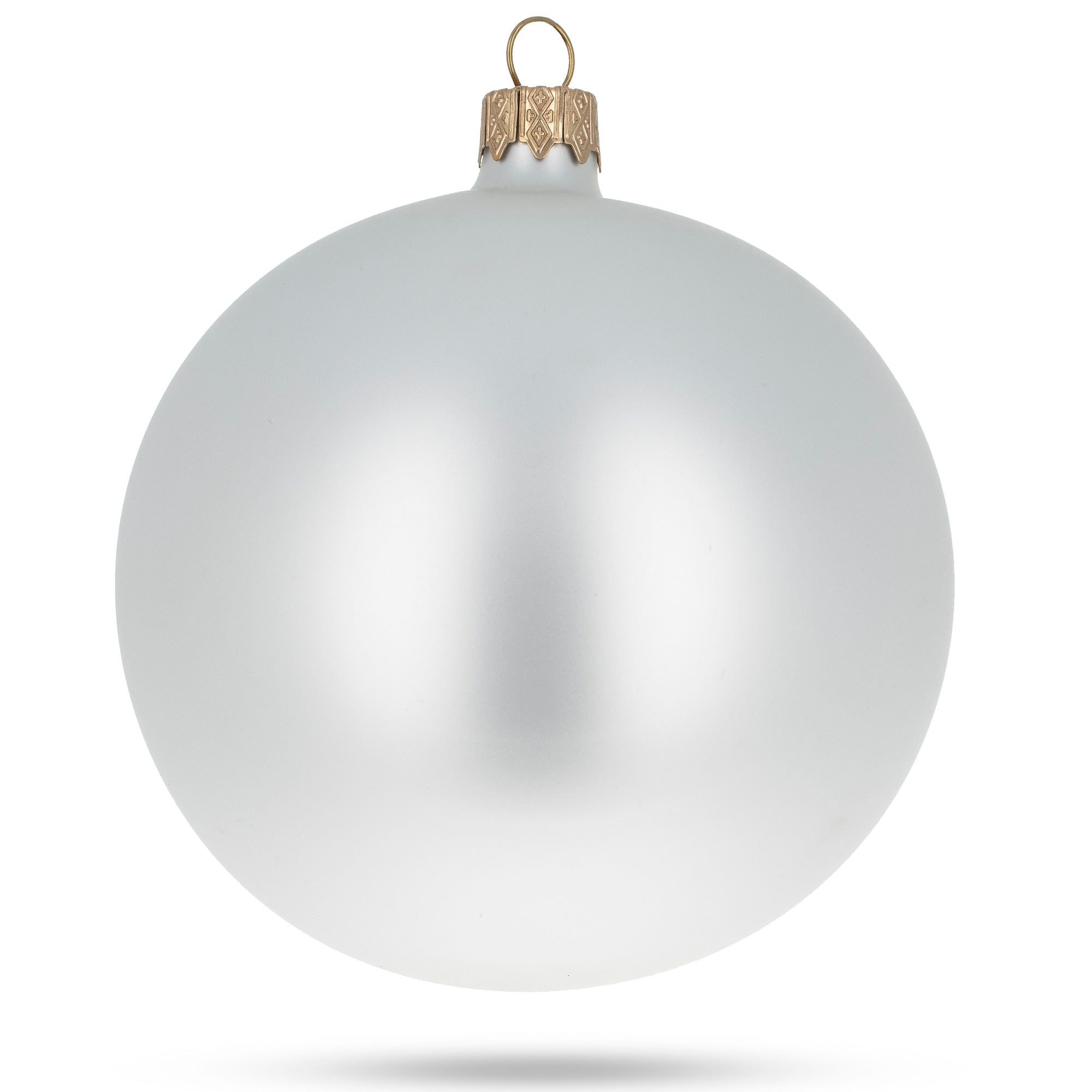 Set of 4 Matte White Glass Ball Christmas Ornaments 4 Inches