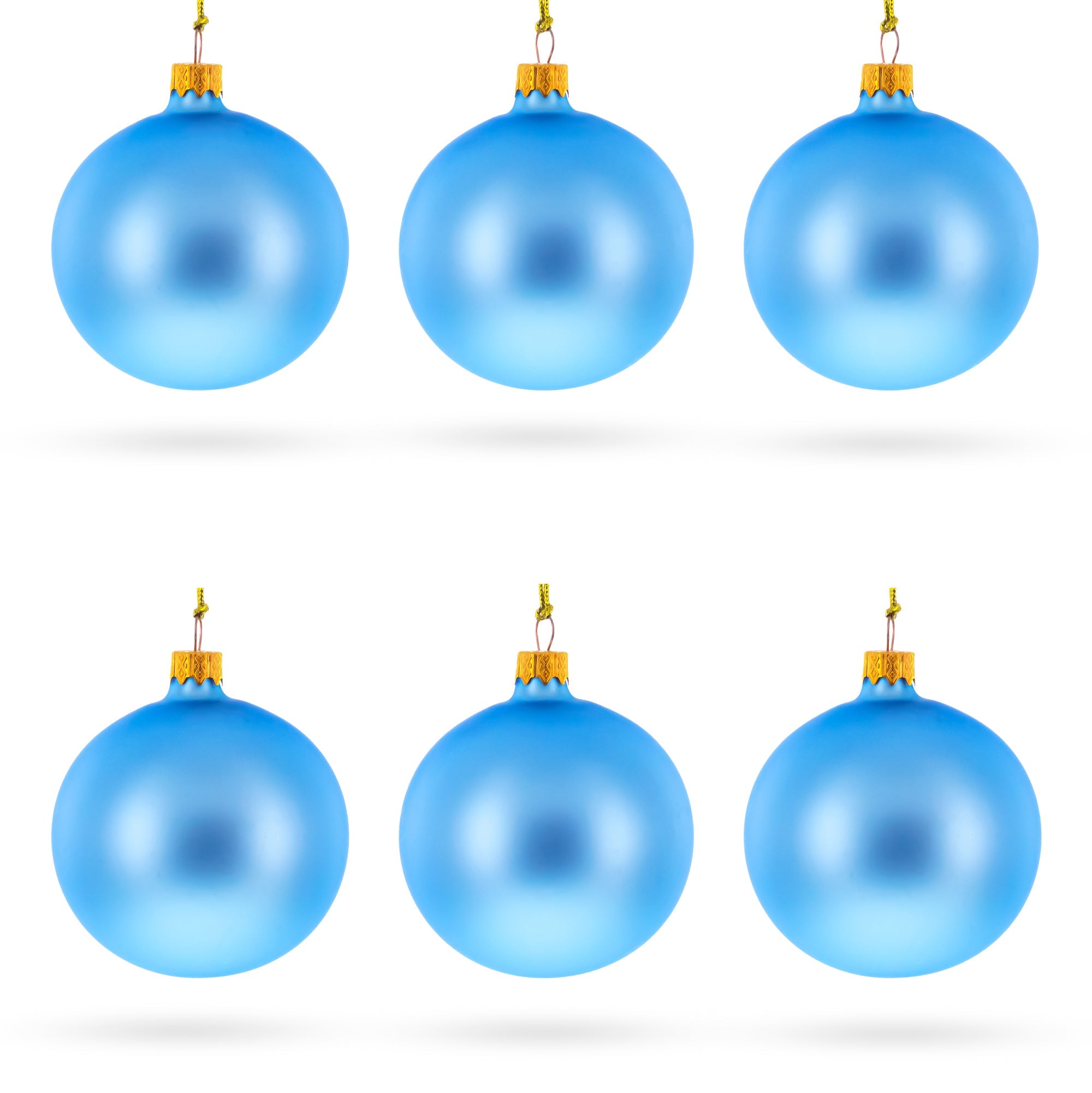 Set of 6 Matte Light Blue Glass Ball Christmas Ornaments 3.25 Inches