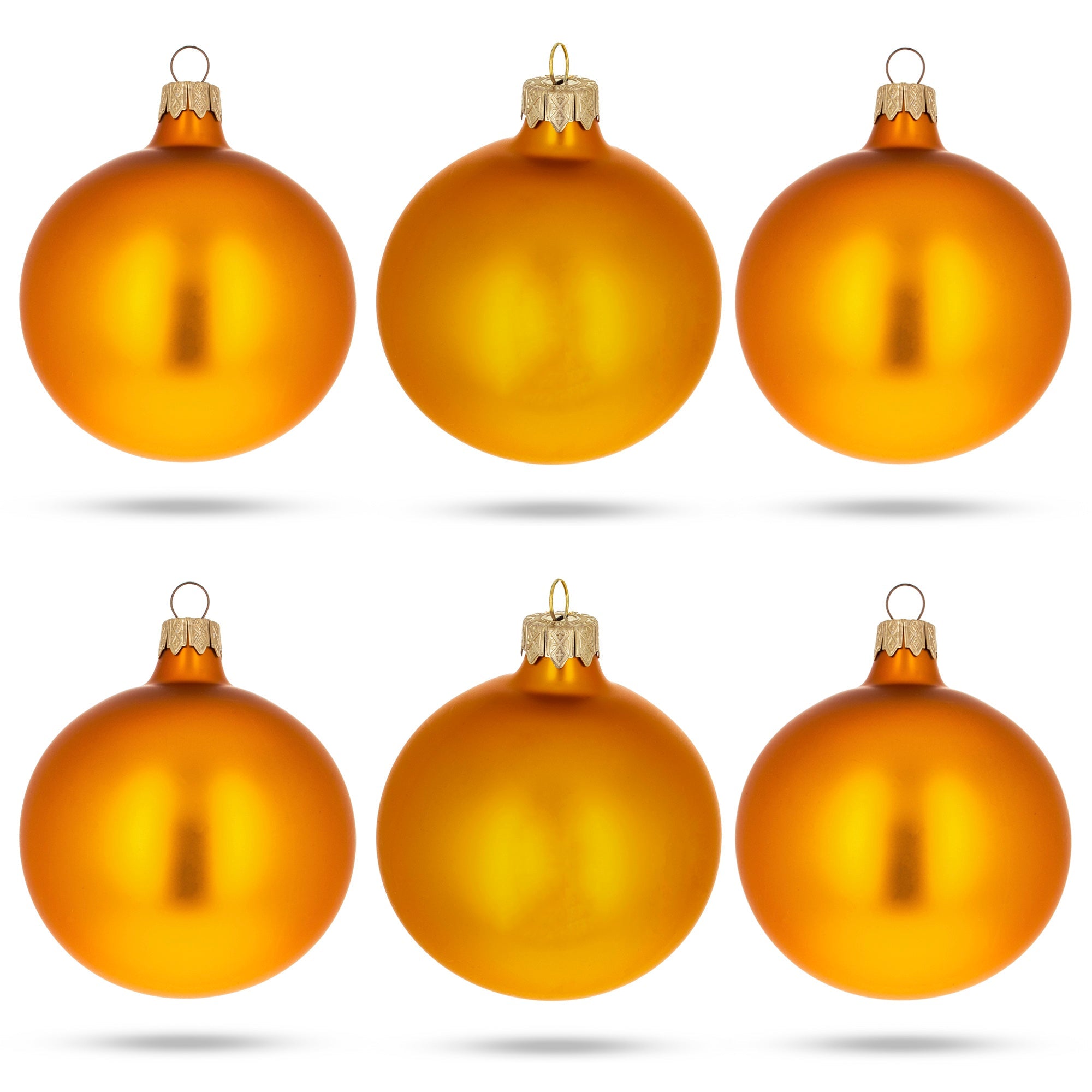Set of 6 Matte Gold Glass Ball Christmas Ornaments 3.25 Inches BestPysanky